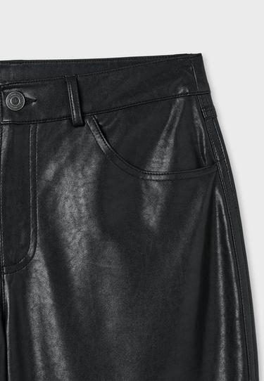 Leather effect straight-leg trousers — Black 9