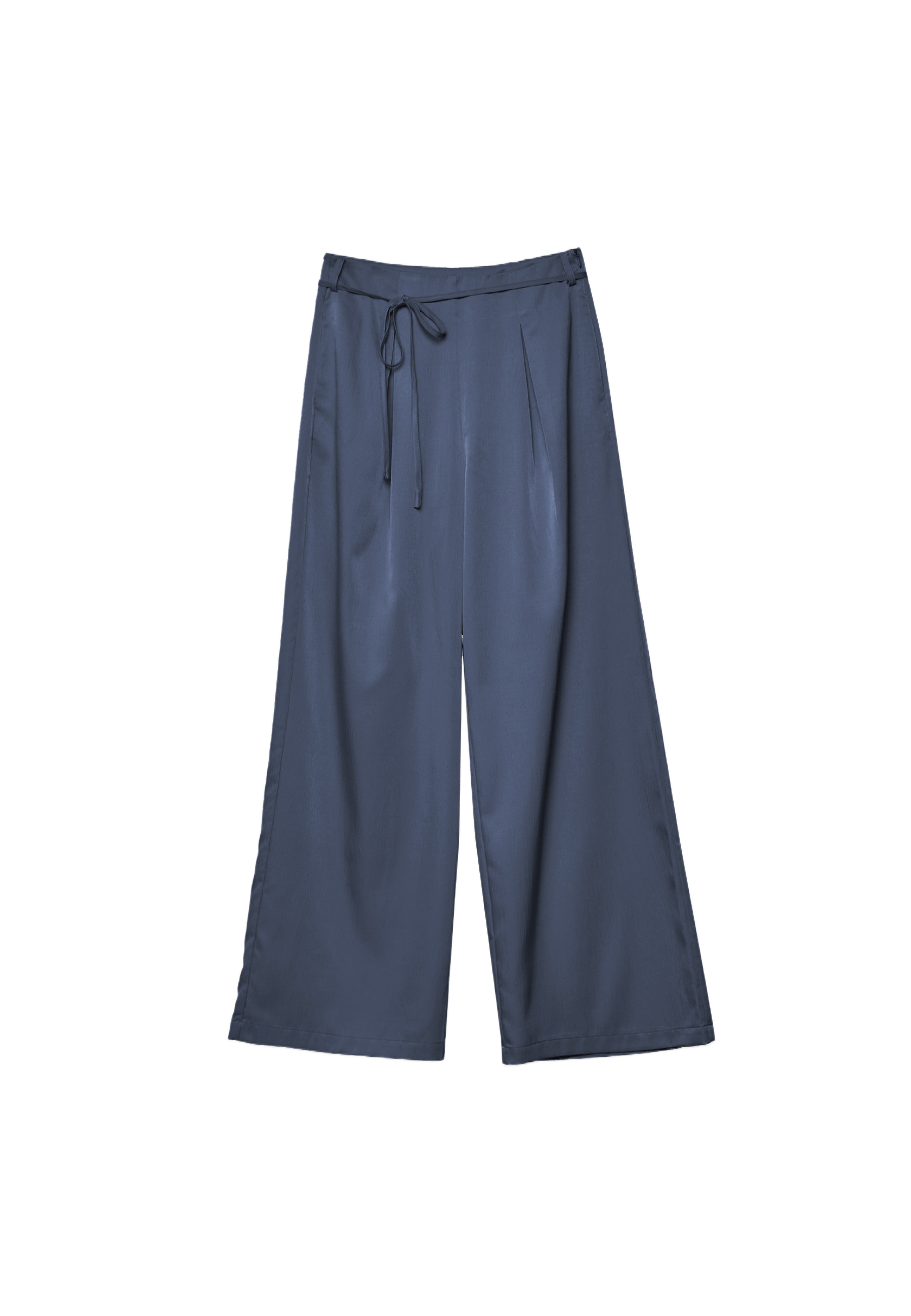 Flowing creased-effect trousers with tie — Navy blue