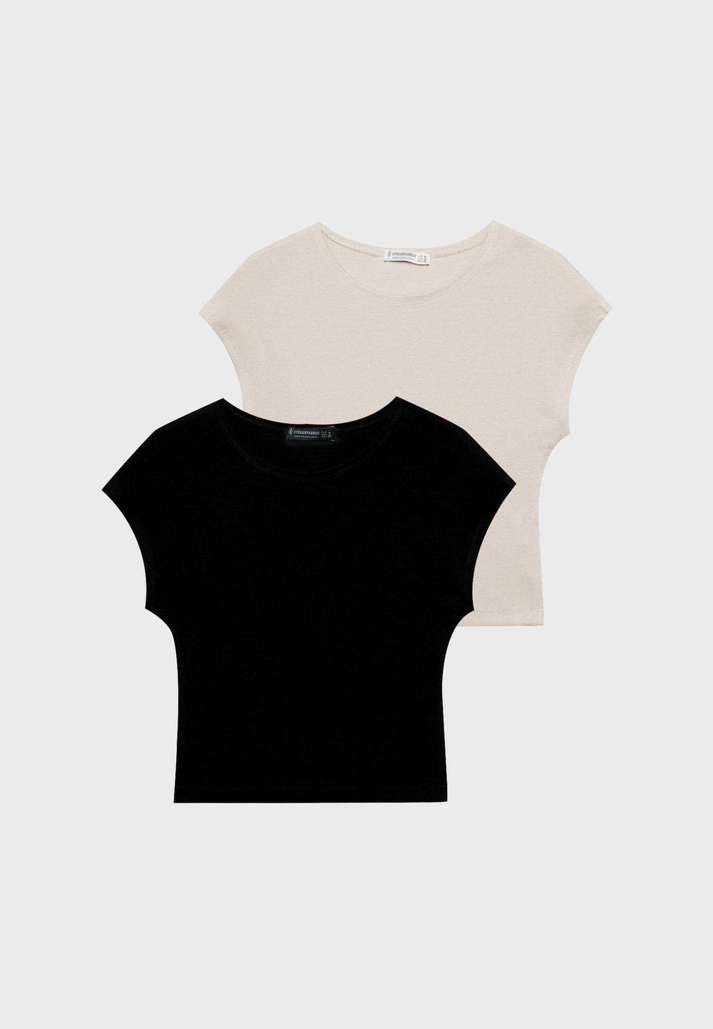 2’li basic vücuda oturan crop t-shirt paketi