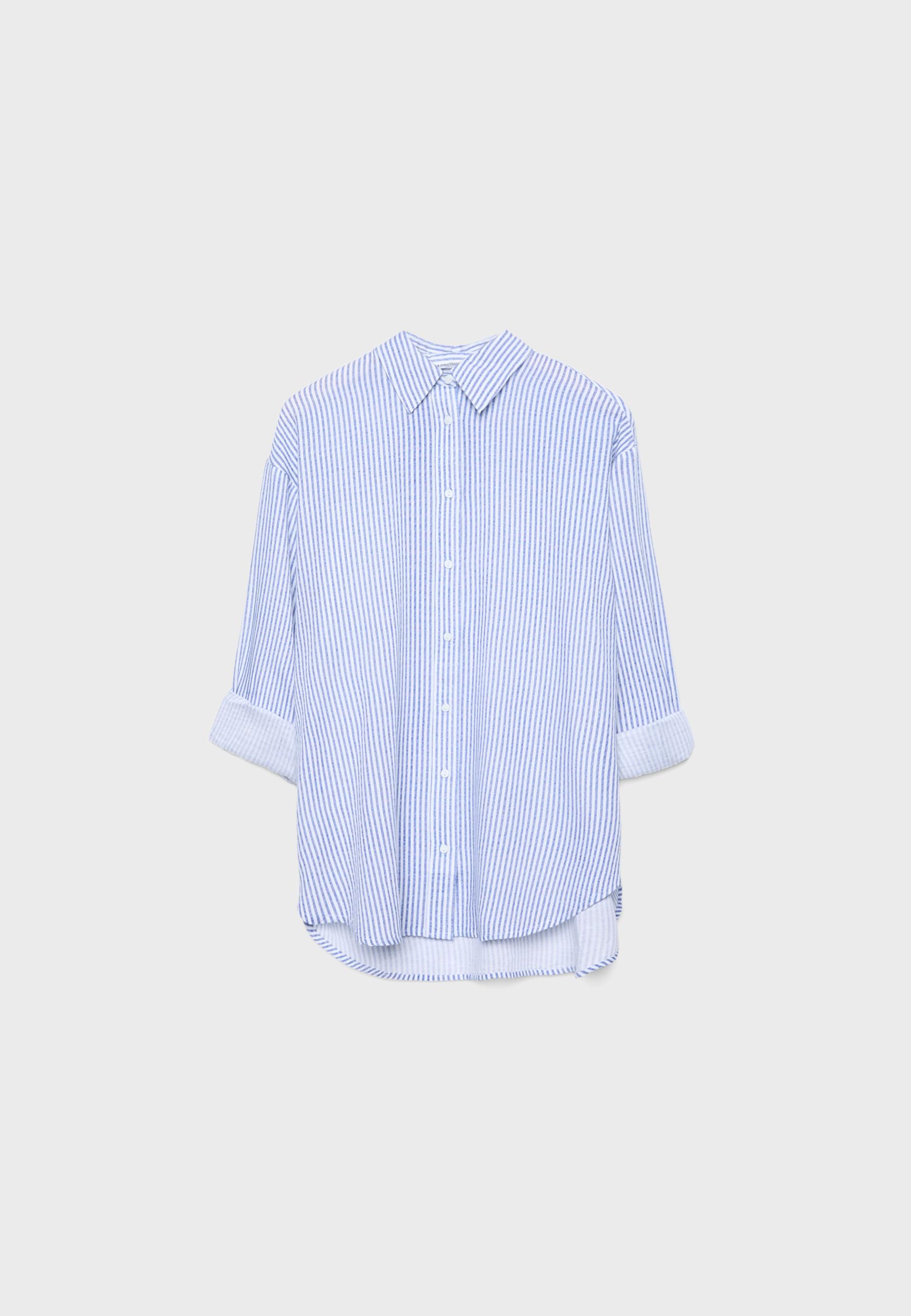 Linen-effect shirt — Dark blue
