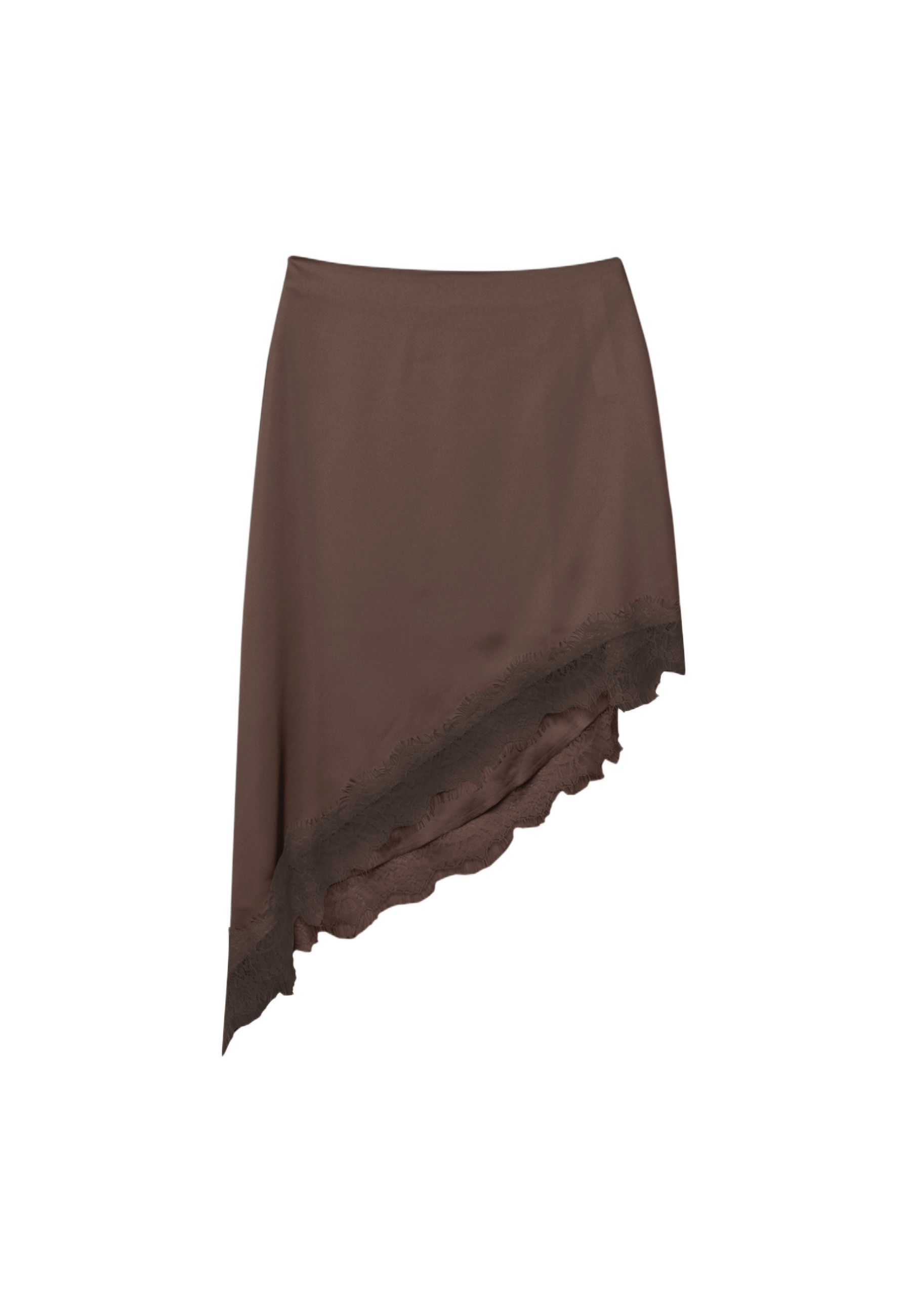 Satin asymmetric skirt — Brown