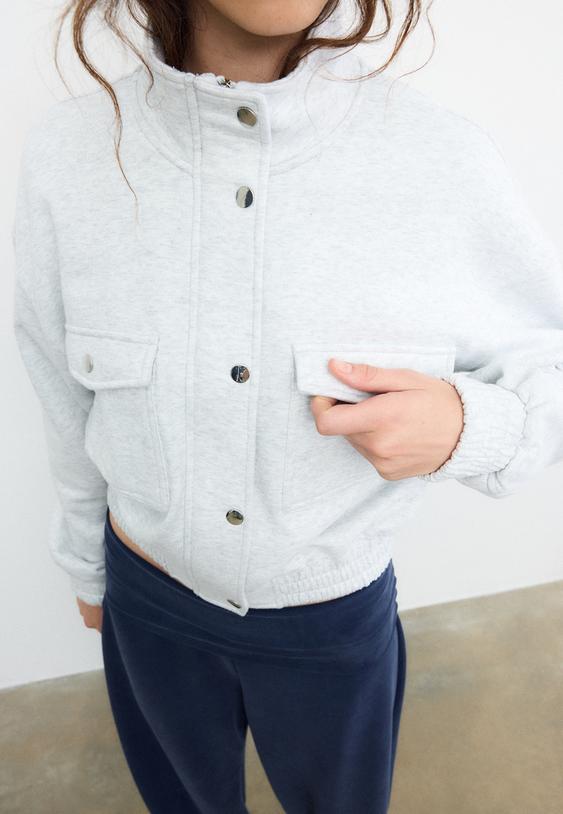 Dik yaka sweatshirt ceket - Görsel 5