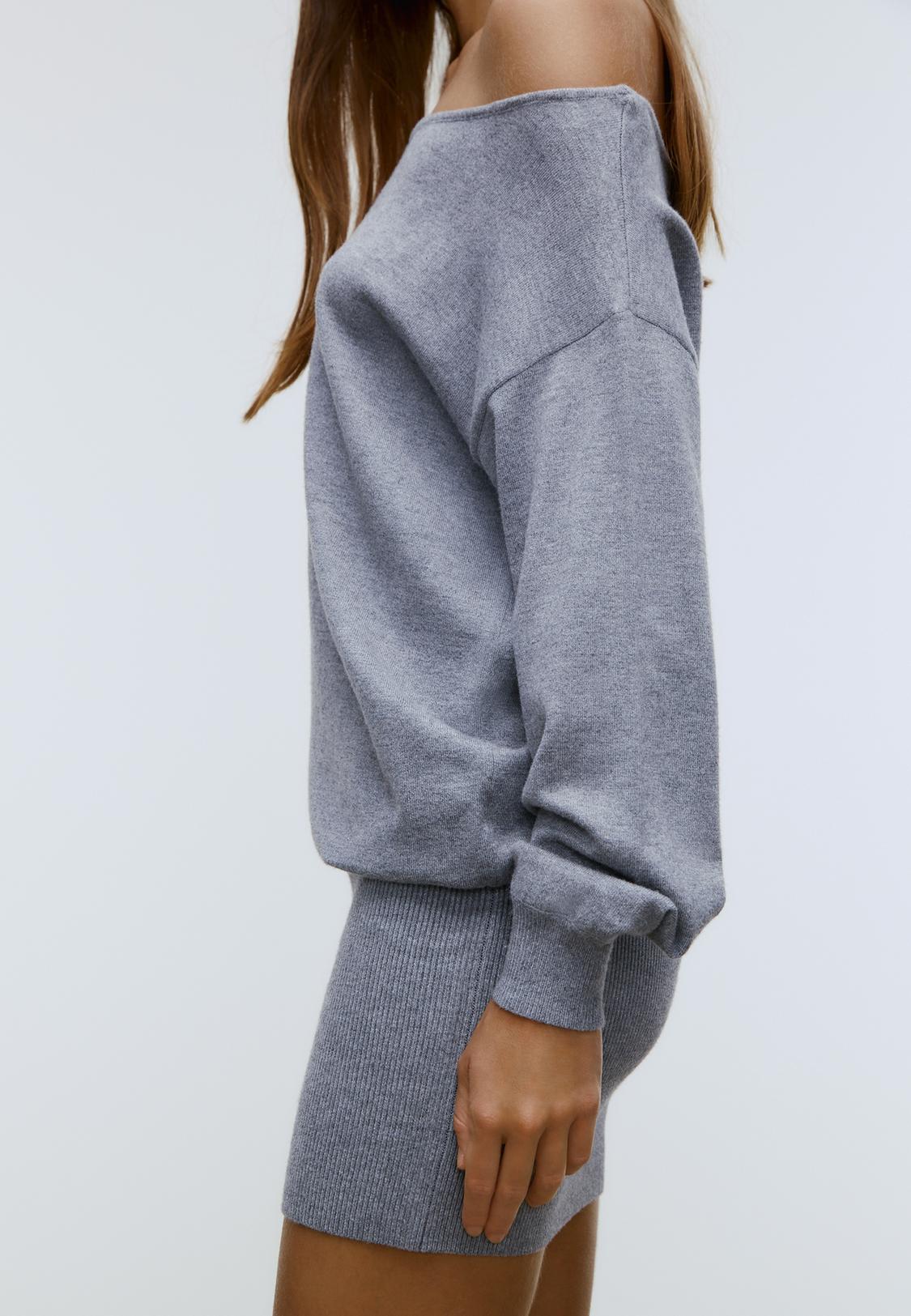 Korte tricot jurk met boothals Mode voor dames Stradivarius