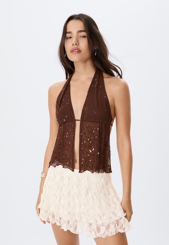 falda pantalon fluida encaje