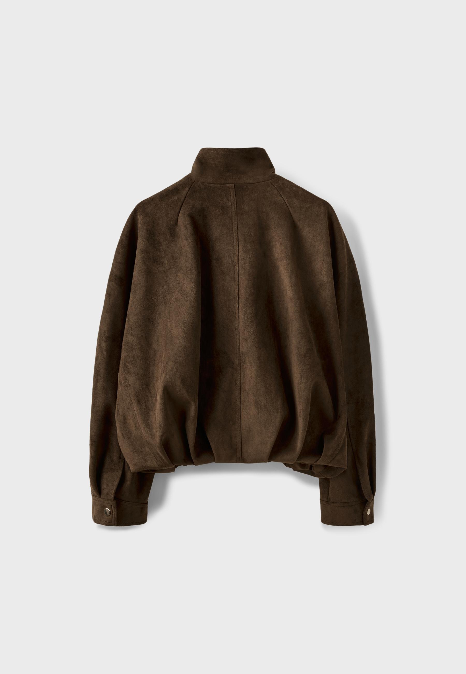 Oversize faux suede jacket — Brown