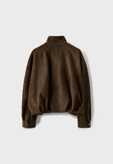 Oversize faux suede jacket — Brown 8