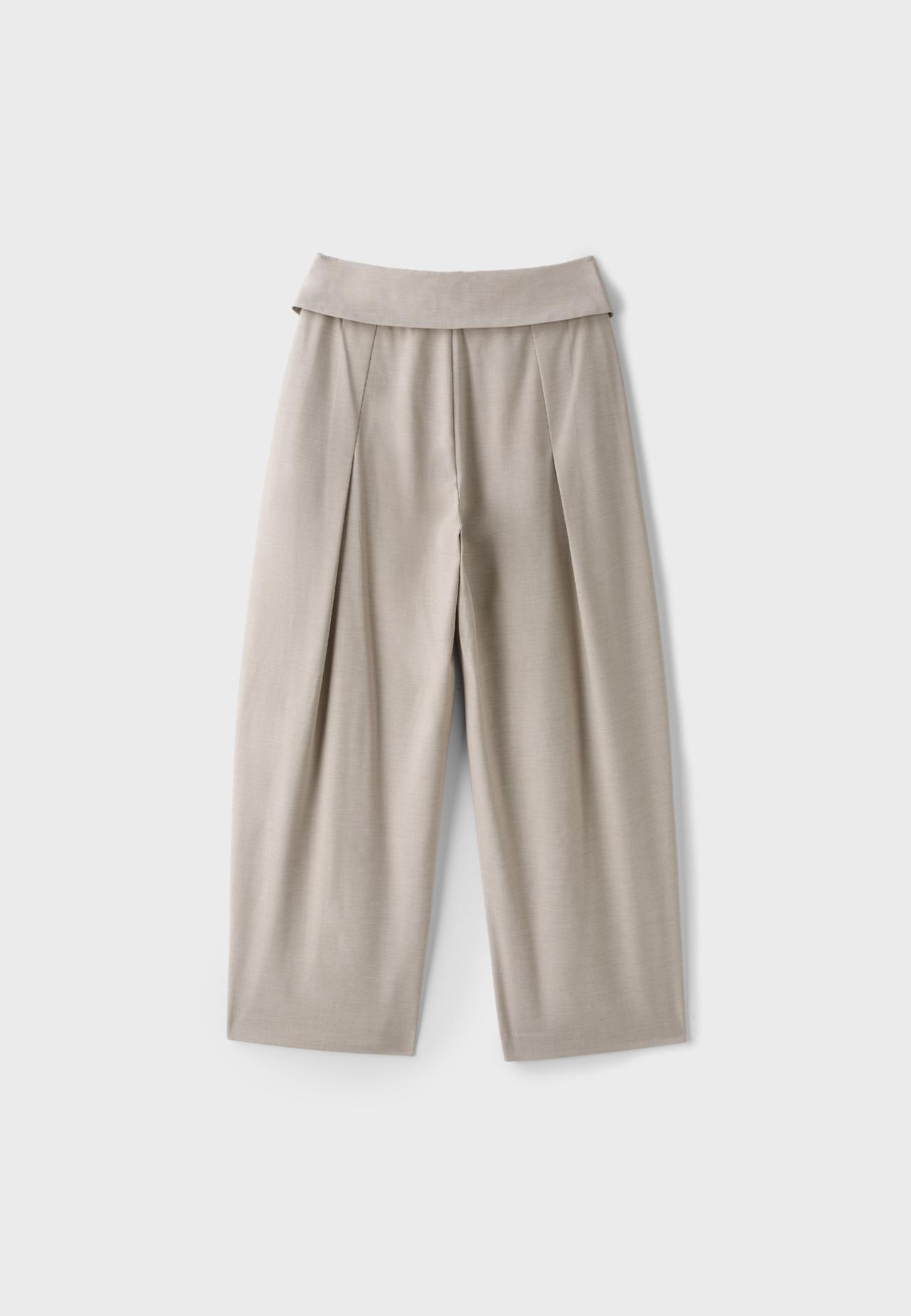 Turn-up waist smart trousers — Beige
