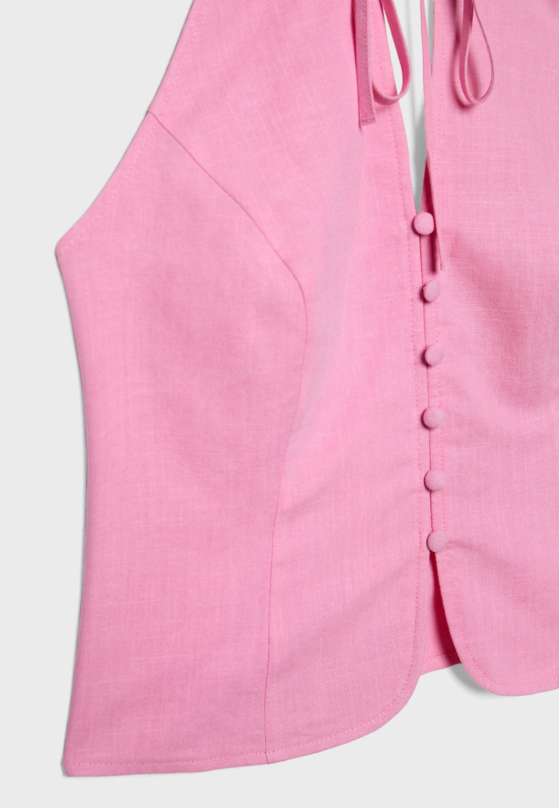 Buttoned halter top — Pastel pink