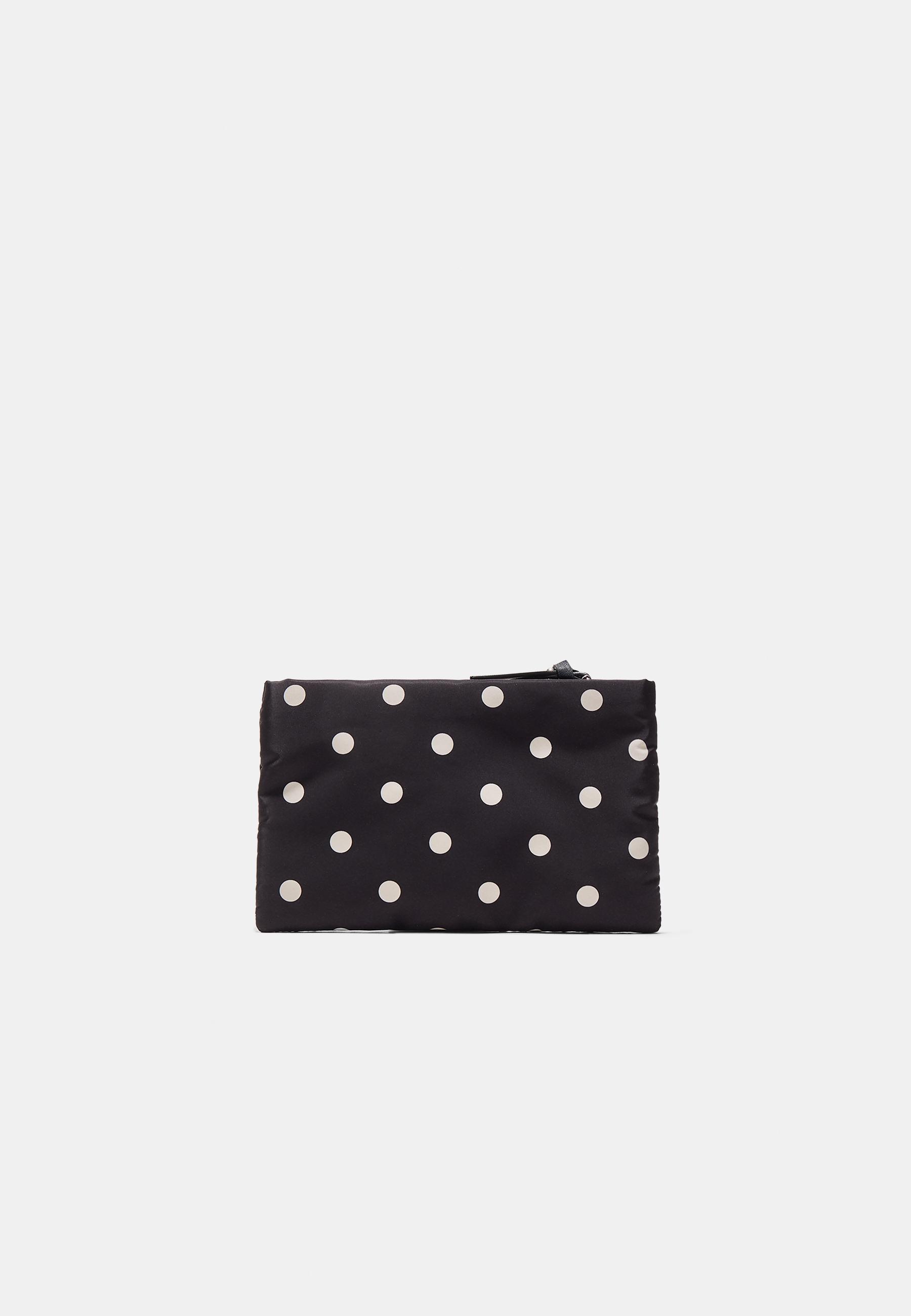 Printed fabric zip-up wash bag — Black