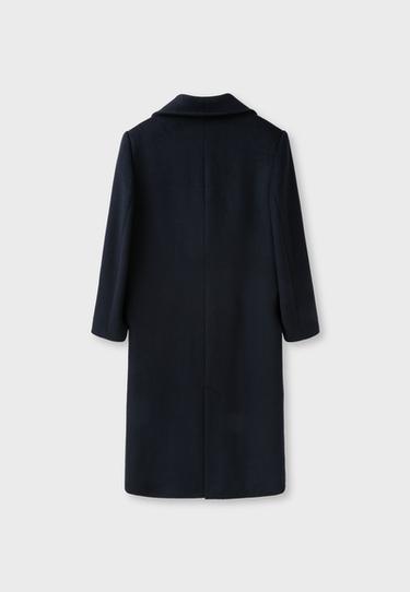 Long wool-blend coat — Navy blue 9