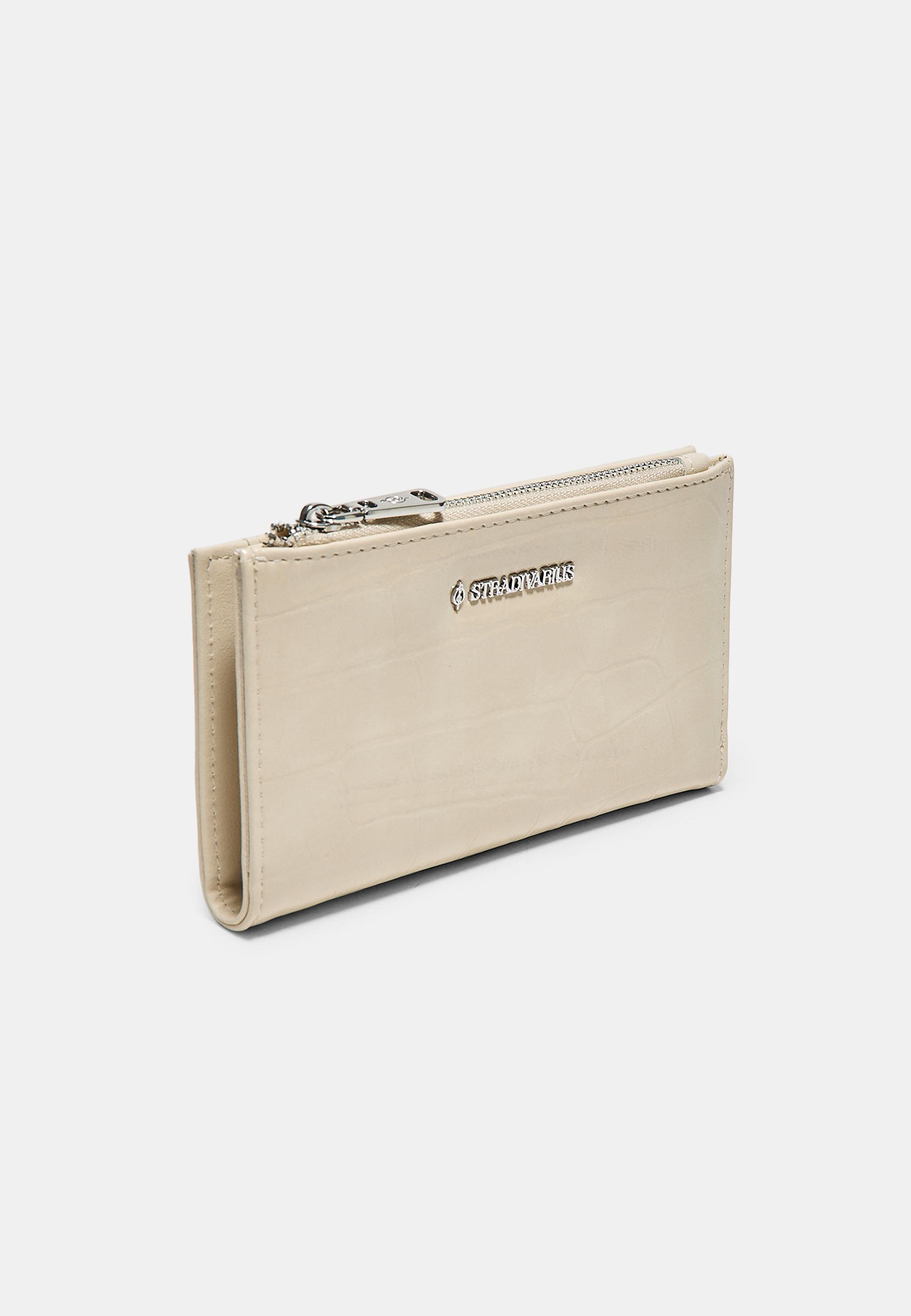 Basic mock croc purse — Ecru