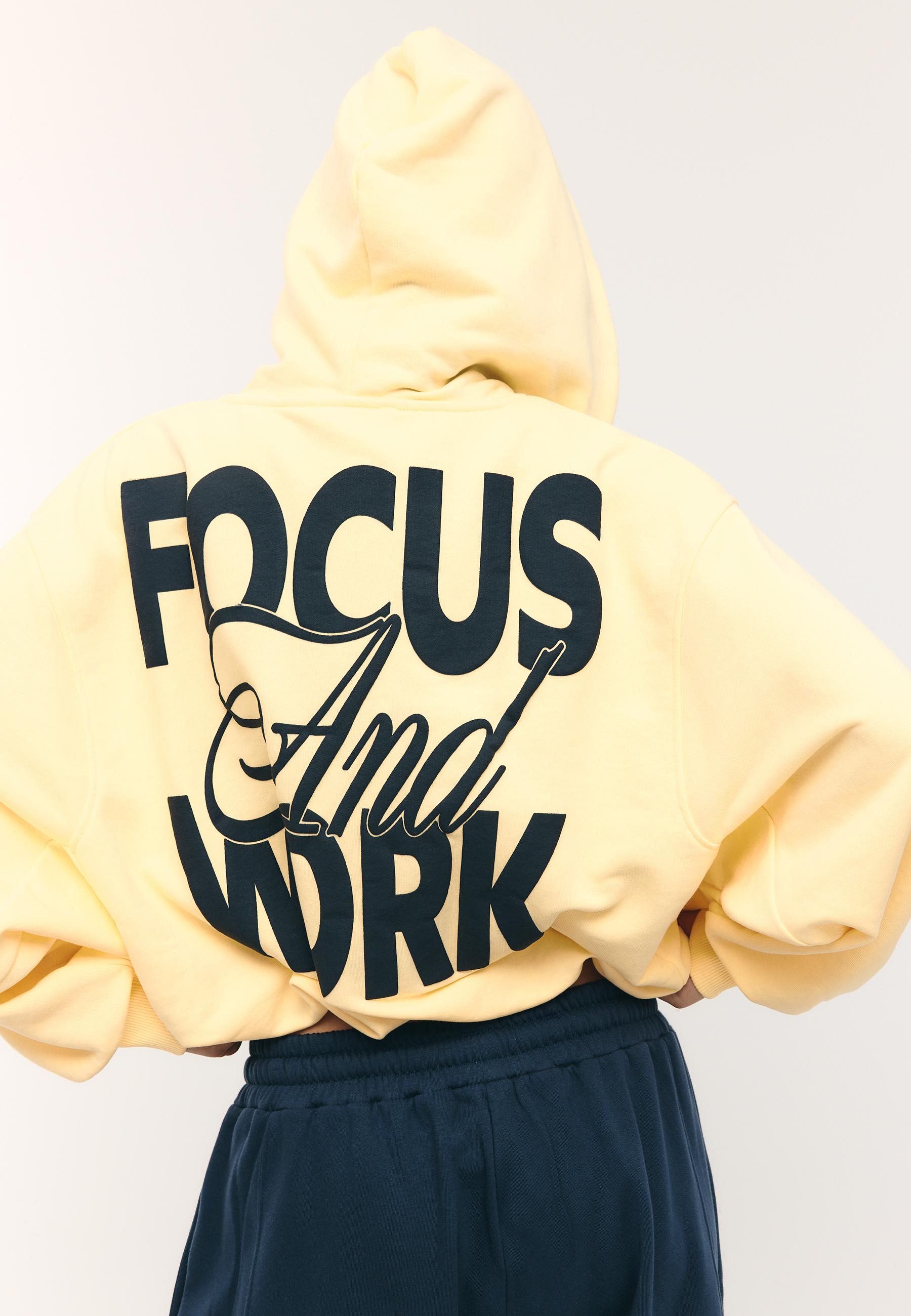 Printed Hooded Bomber Sweatshirt — Pastel yellow