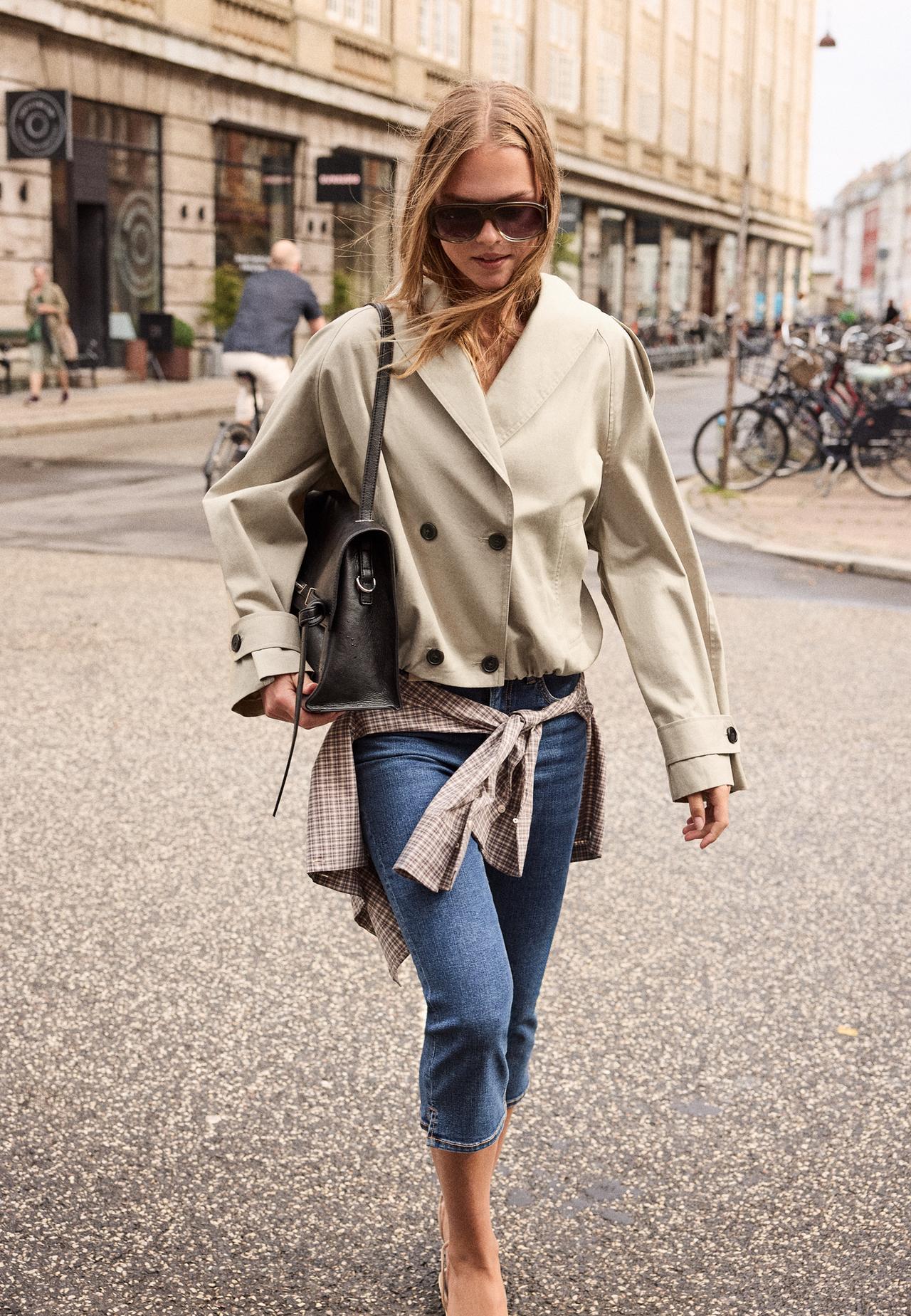Shawl neck balloon trench coat — Stone