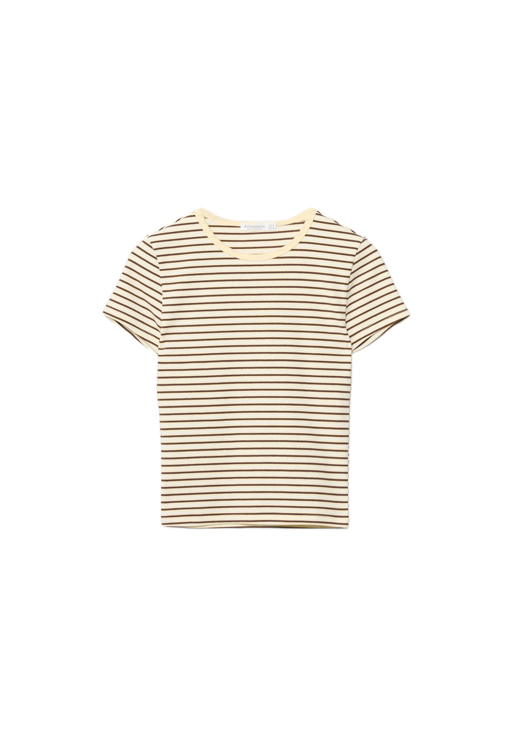 Basic slim fit striped T-shirt — Pastel yellow