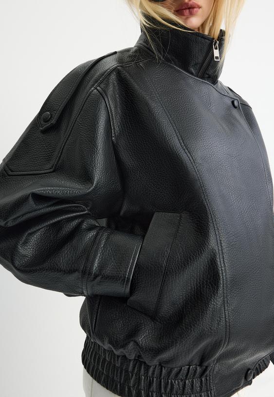 giacca biker oversize in similpelle