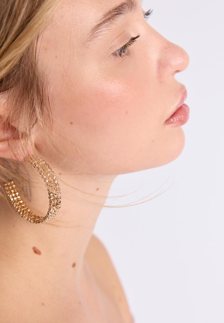 Stradivarius Σκουλαρίκια Κρίκοι Με Χάντρες Χρυσαφί Os φωτογραφία