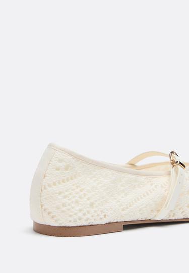 Crochet ballerina flats with buckle — ECRU 3