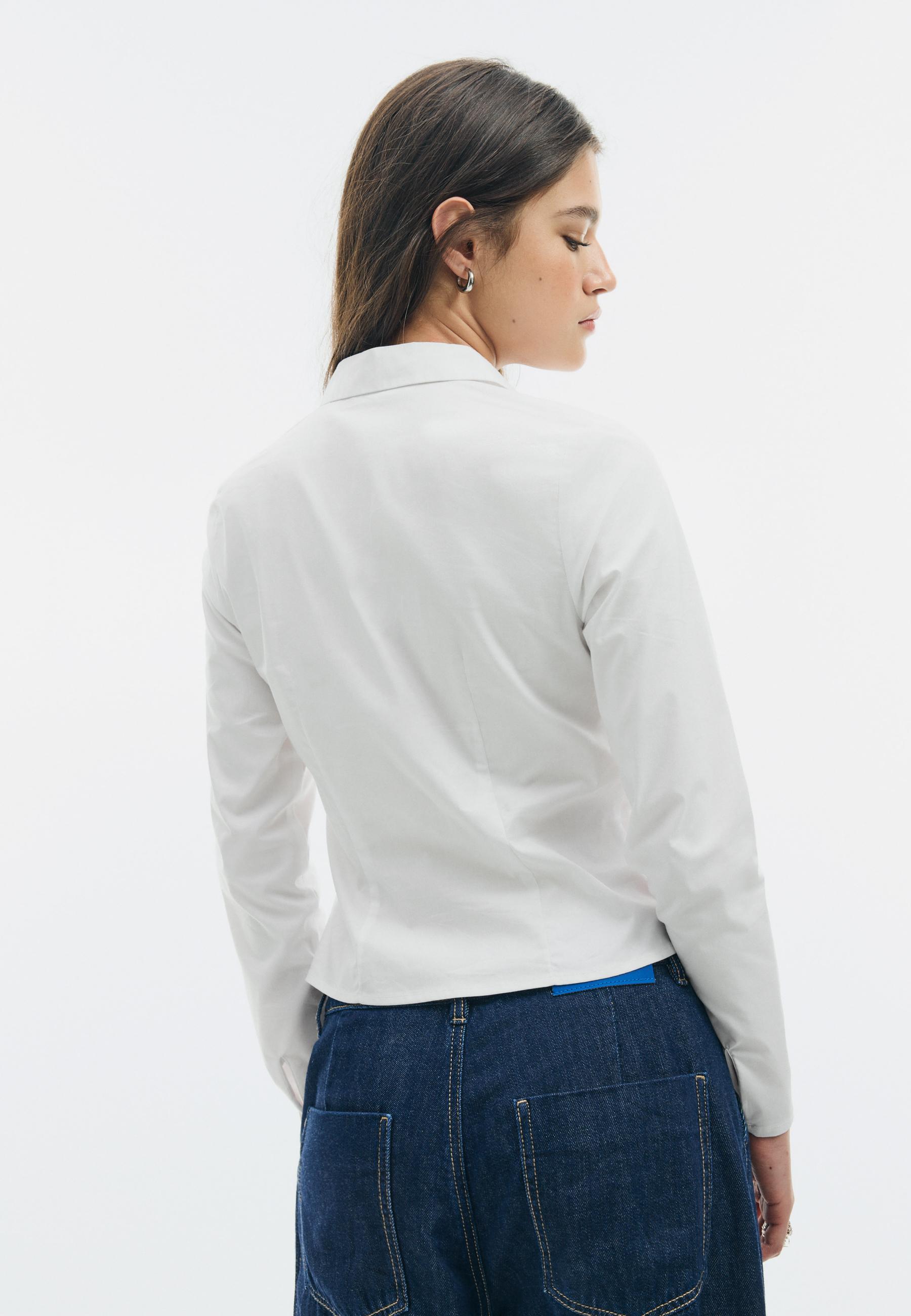 Fitted shirt with underbust seam — White