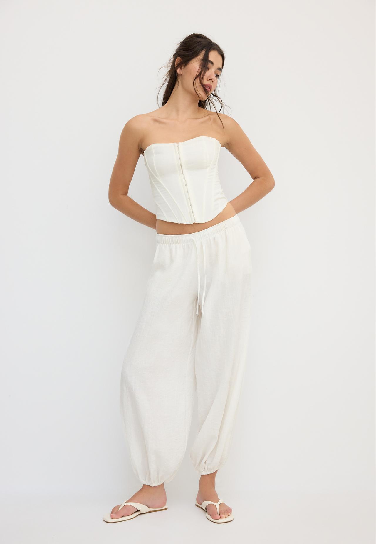 Lace-up corset — White