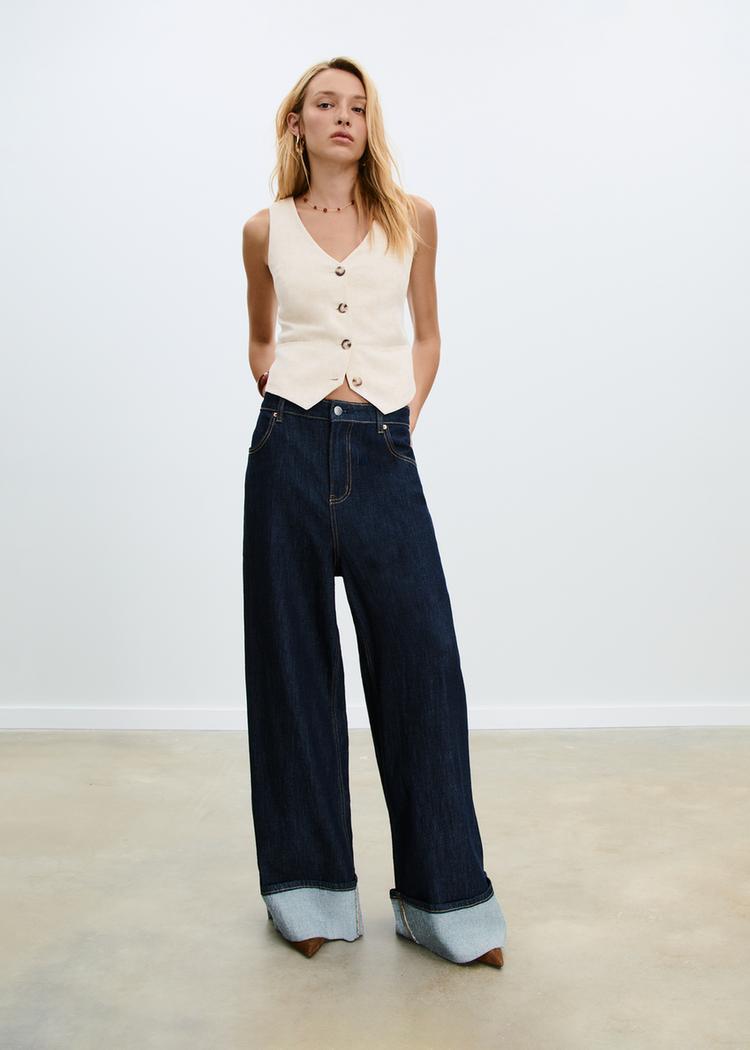 linen blend buttoned waistcoat