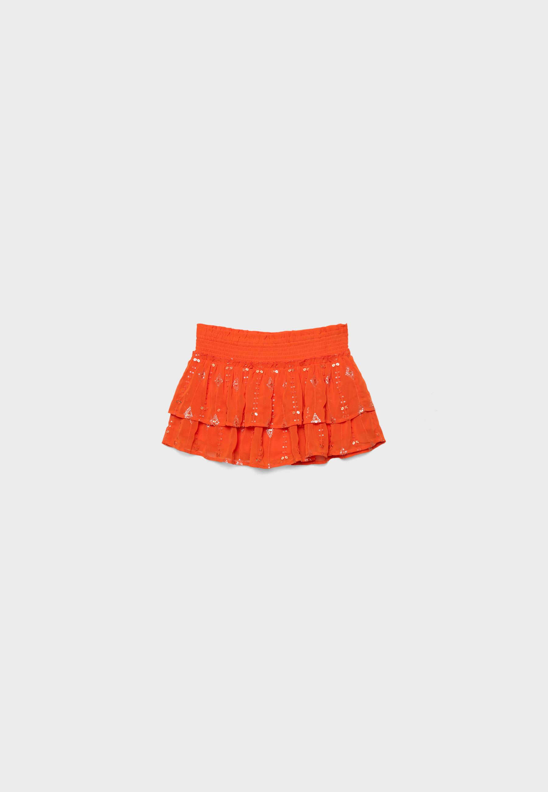 Embroidered mini skirt — Orange