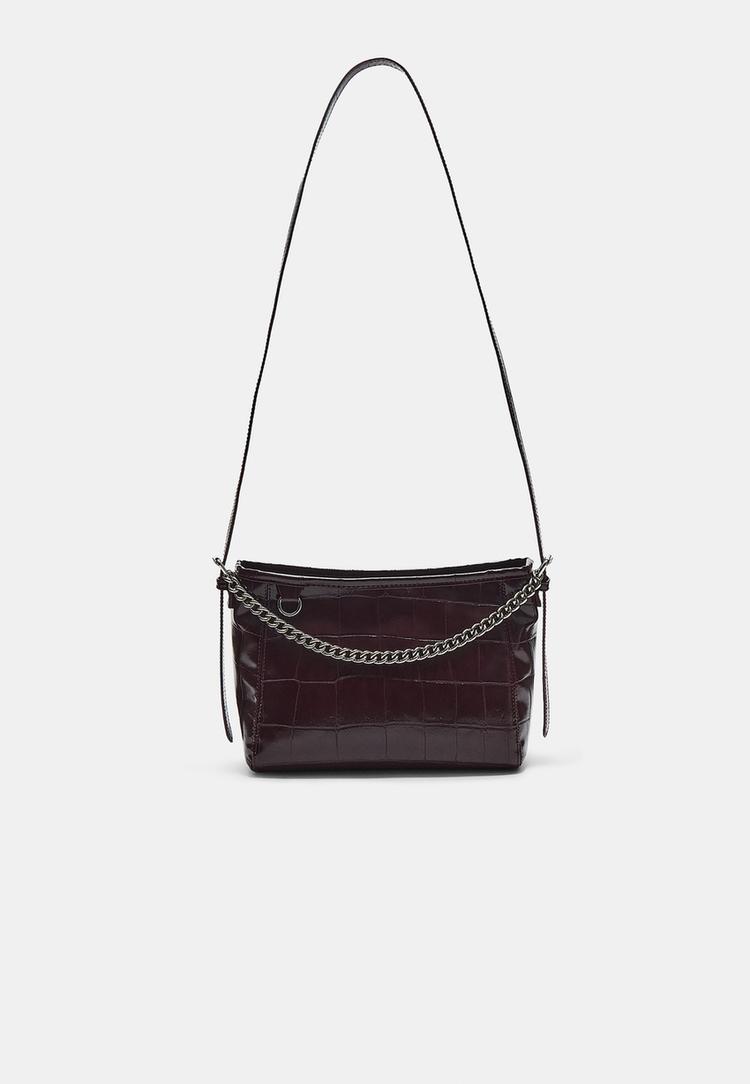 Stradivarius Τσάντα Χιαστί Με Αλυσίδα Και Εφέ Καρύδας Γκρενά Os