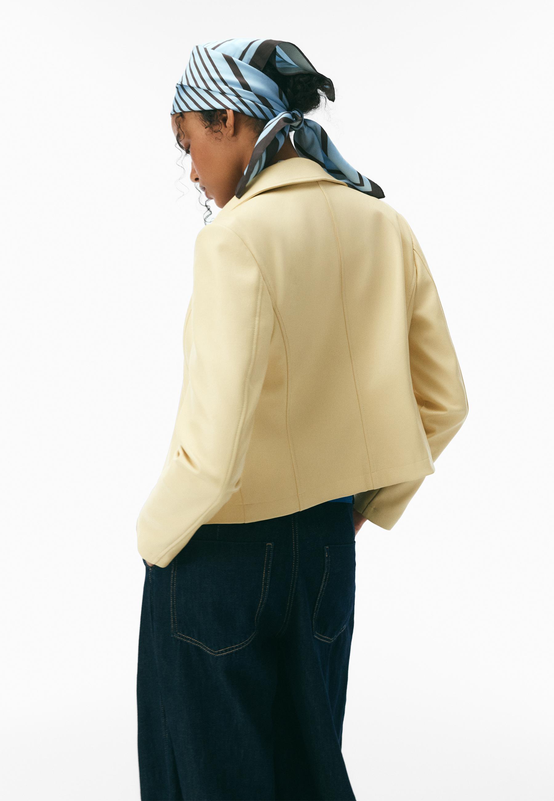 Fitted leather effect jacket — Pastel yellow