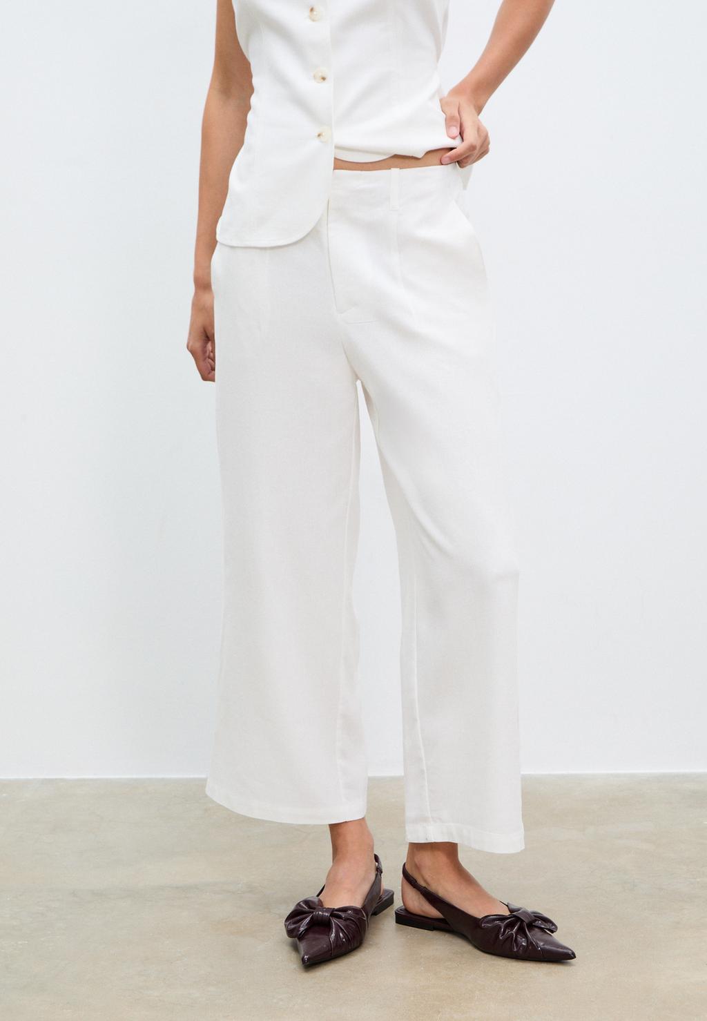 Pantalón culotte con lino