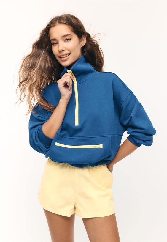 Kontrastni Pulover Z Zadrgo