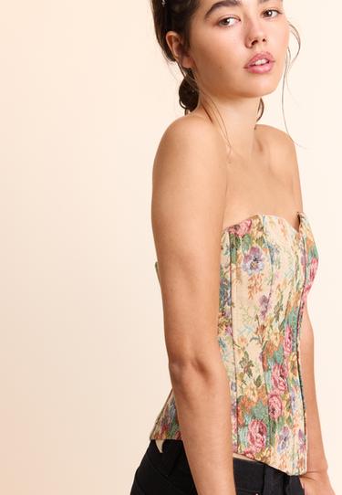 Jacquard bustier top — Stone 3