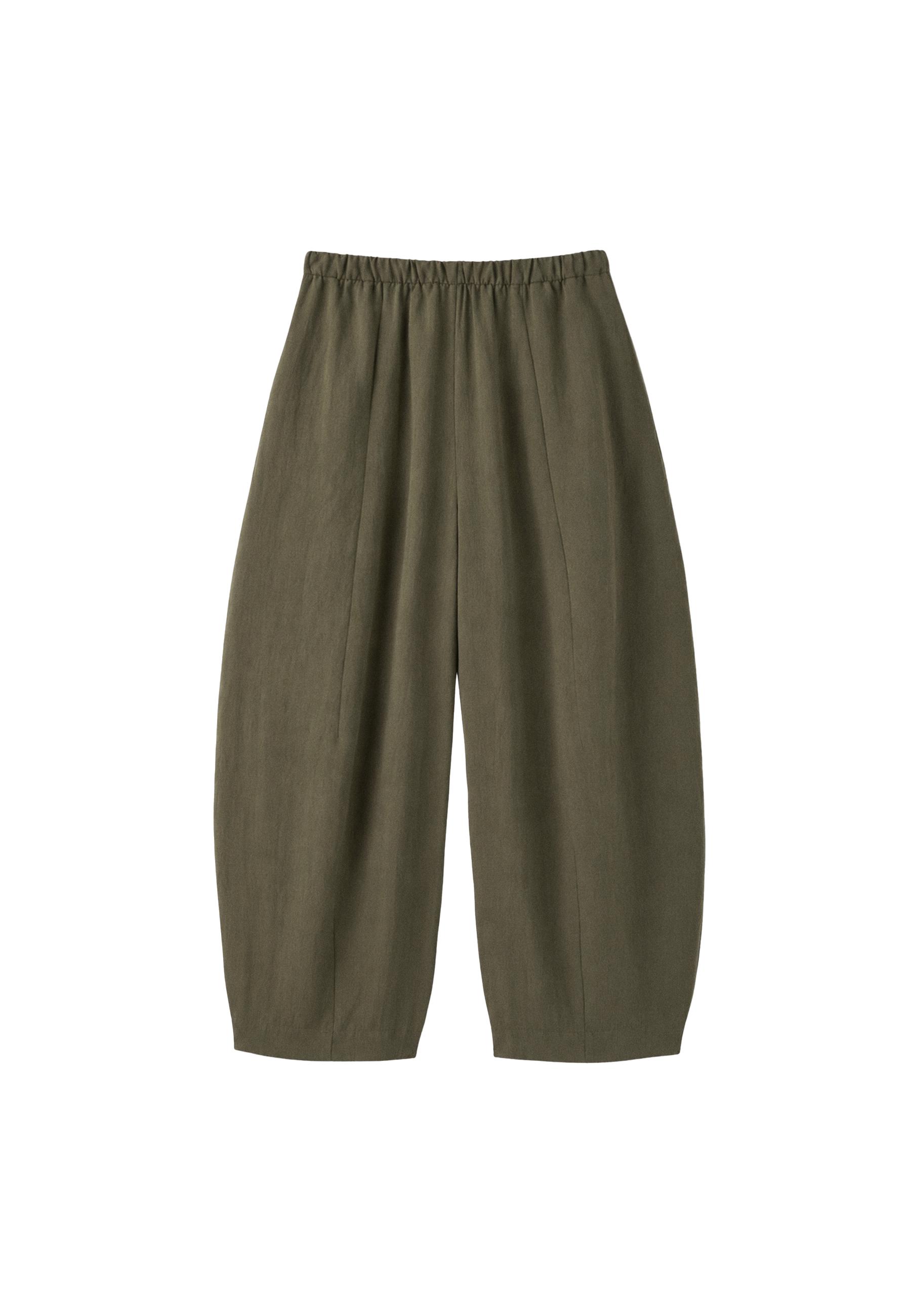 Lyocell-blend barrel trousers — Khaki