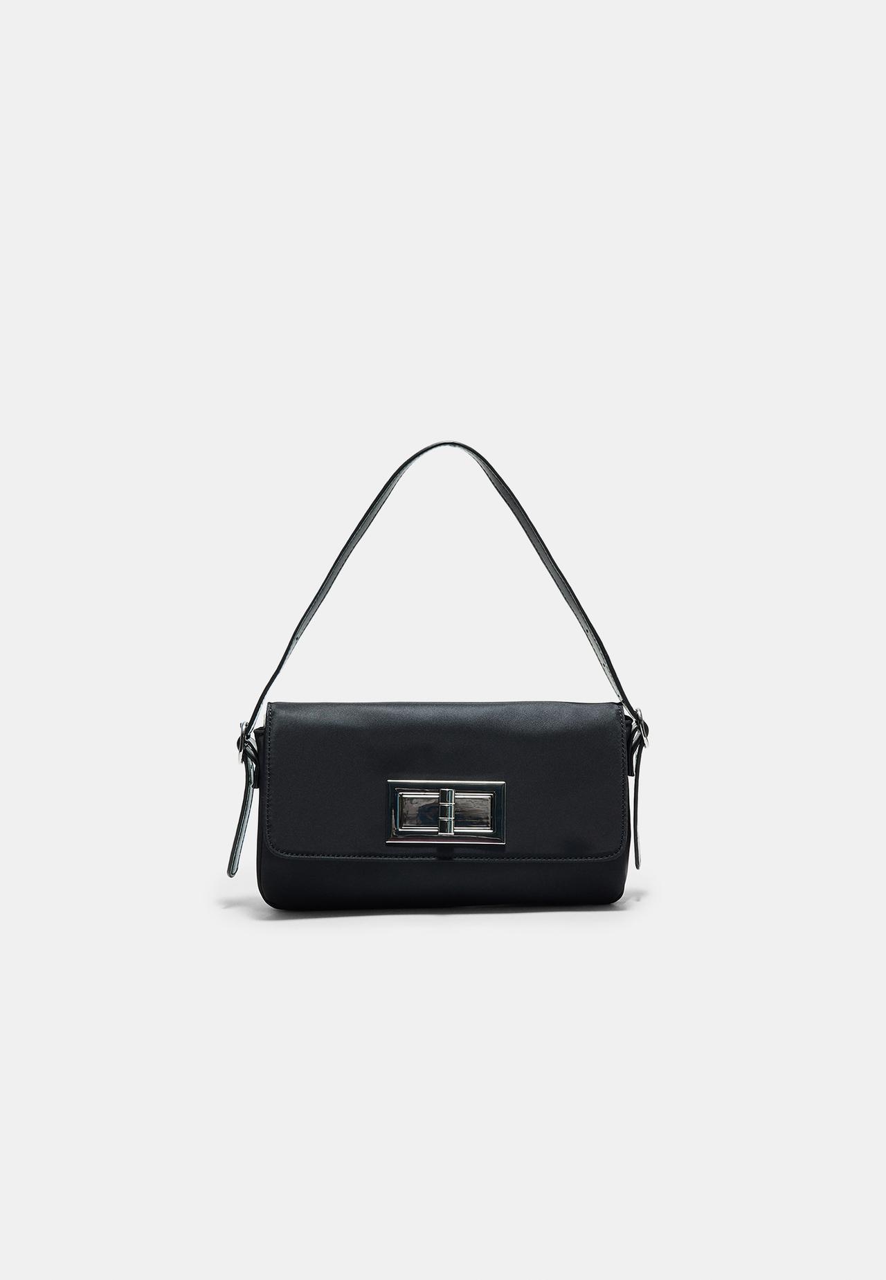 Shoulder bag with metal closure — Black