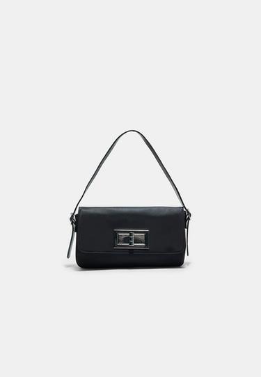 Shoulder bag with metal closure — Black 1