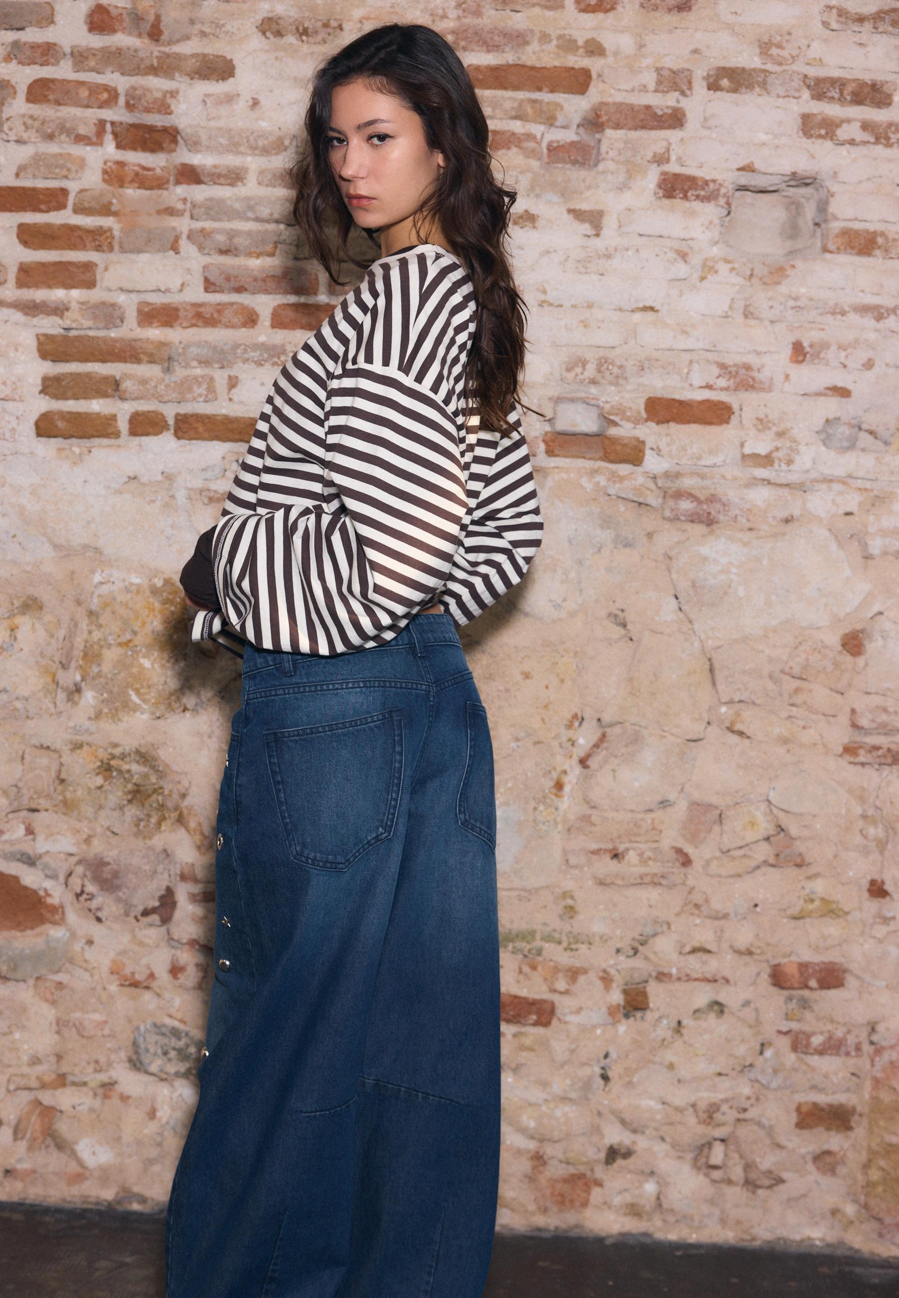 Striped long sleeve T-shirt — Ecru