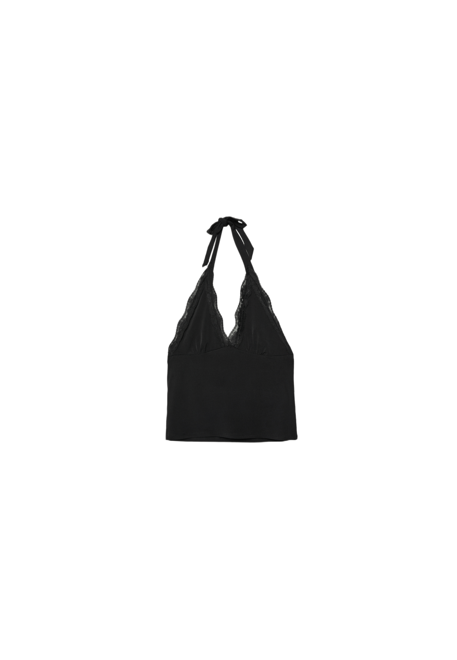 Lace halter top — Black