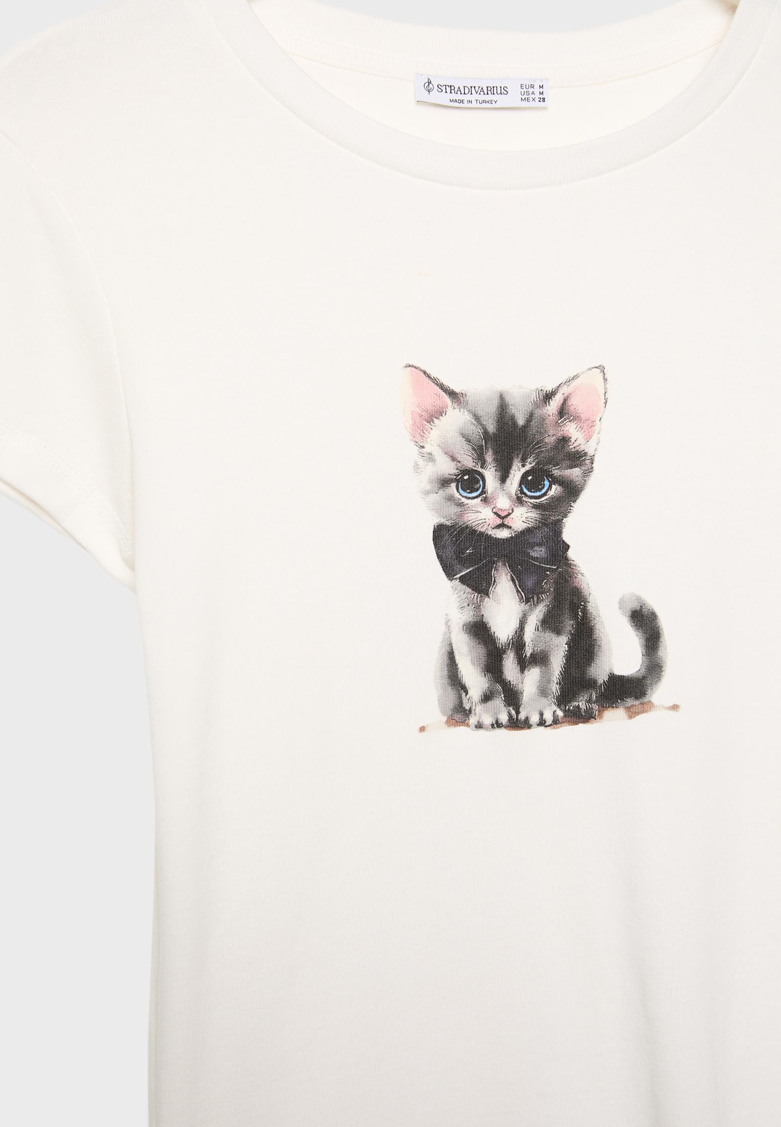 Cat print T shirt