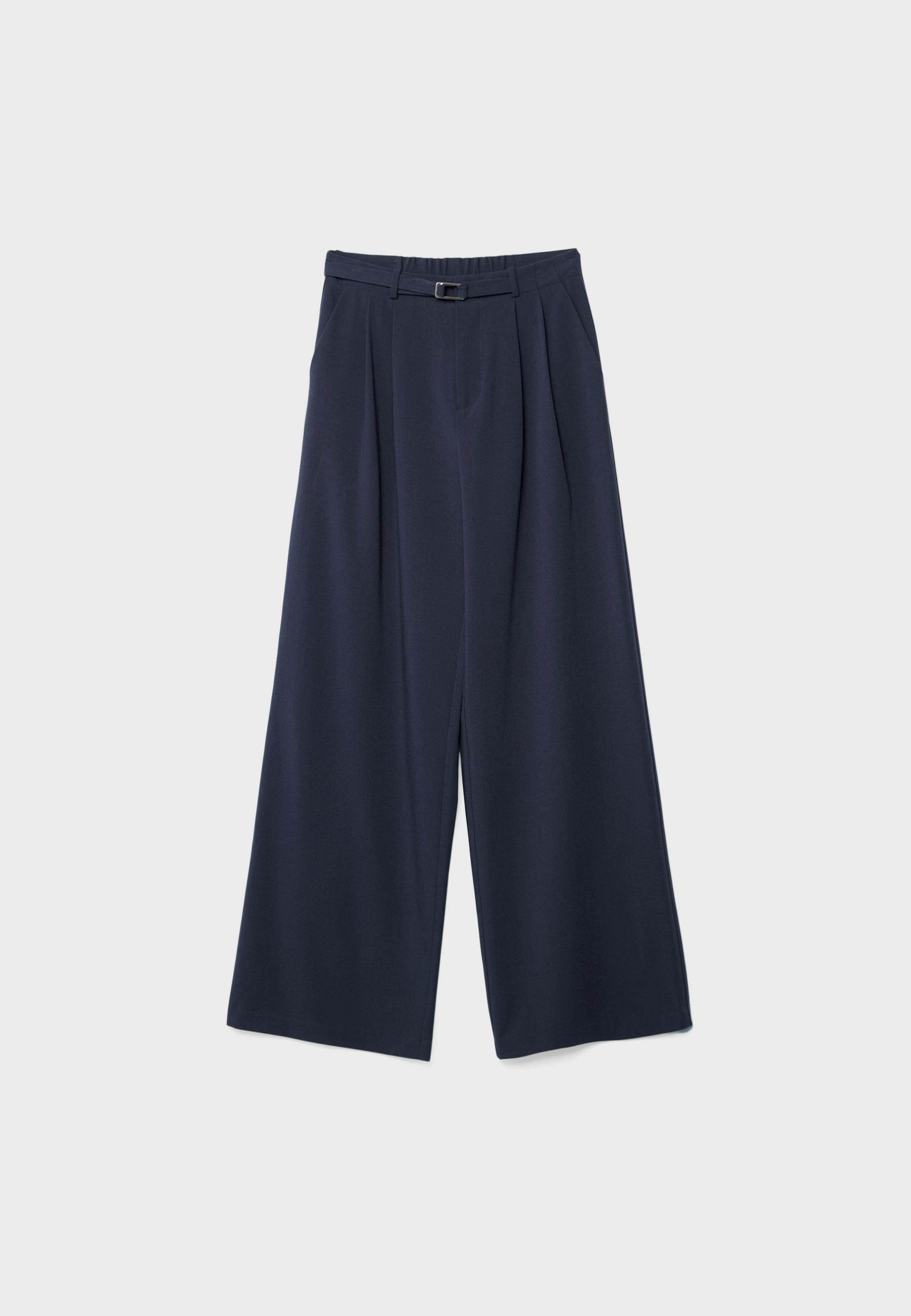 Wide-leg trousers with buckle detail — Blue