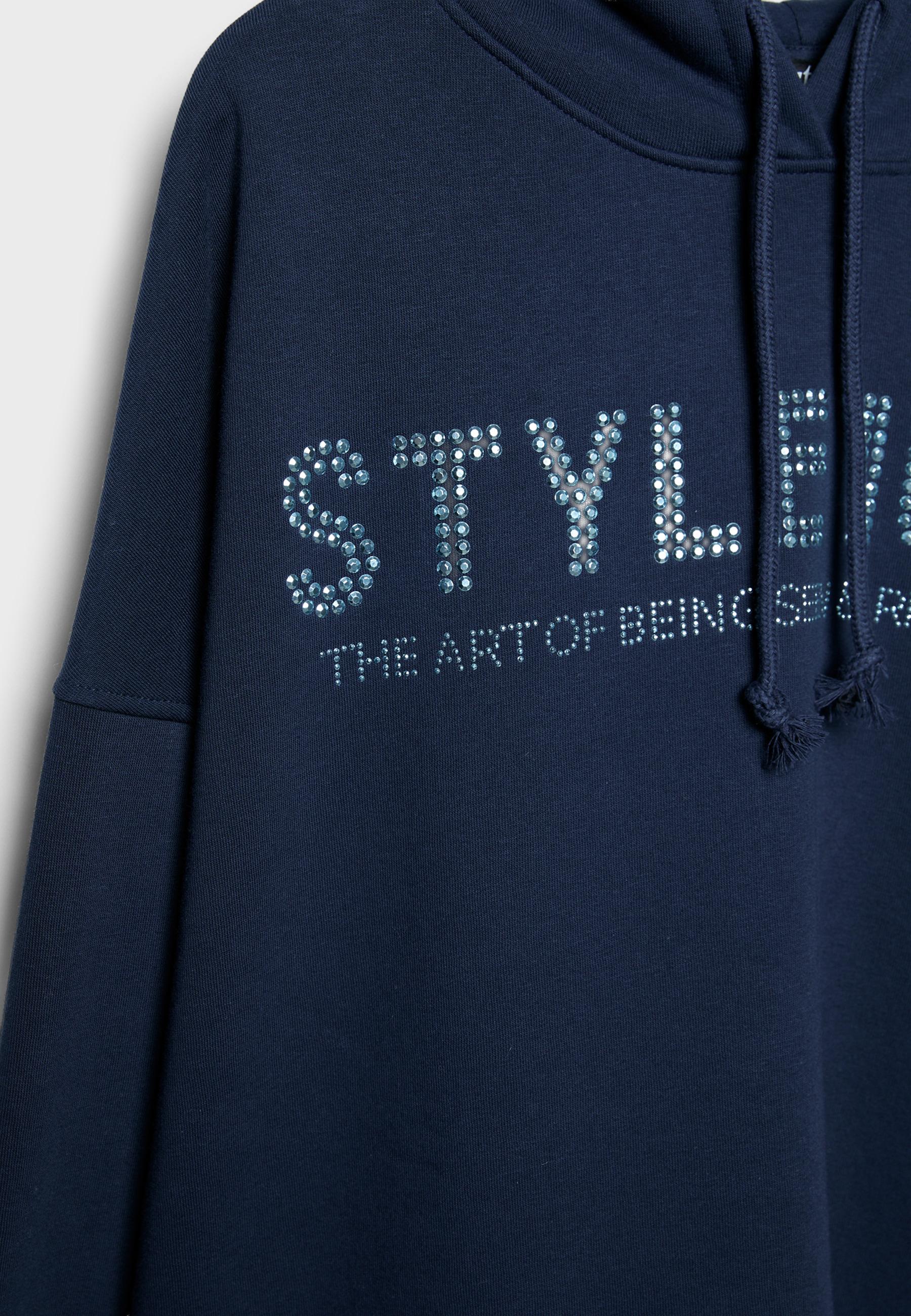 Hoodie with rhinestones — Navy blue