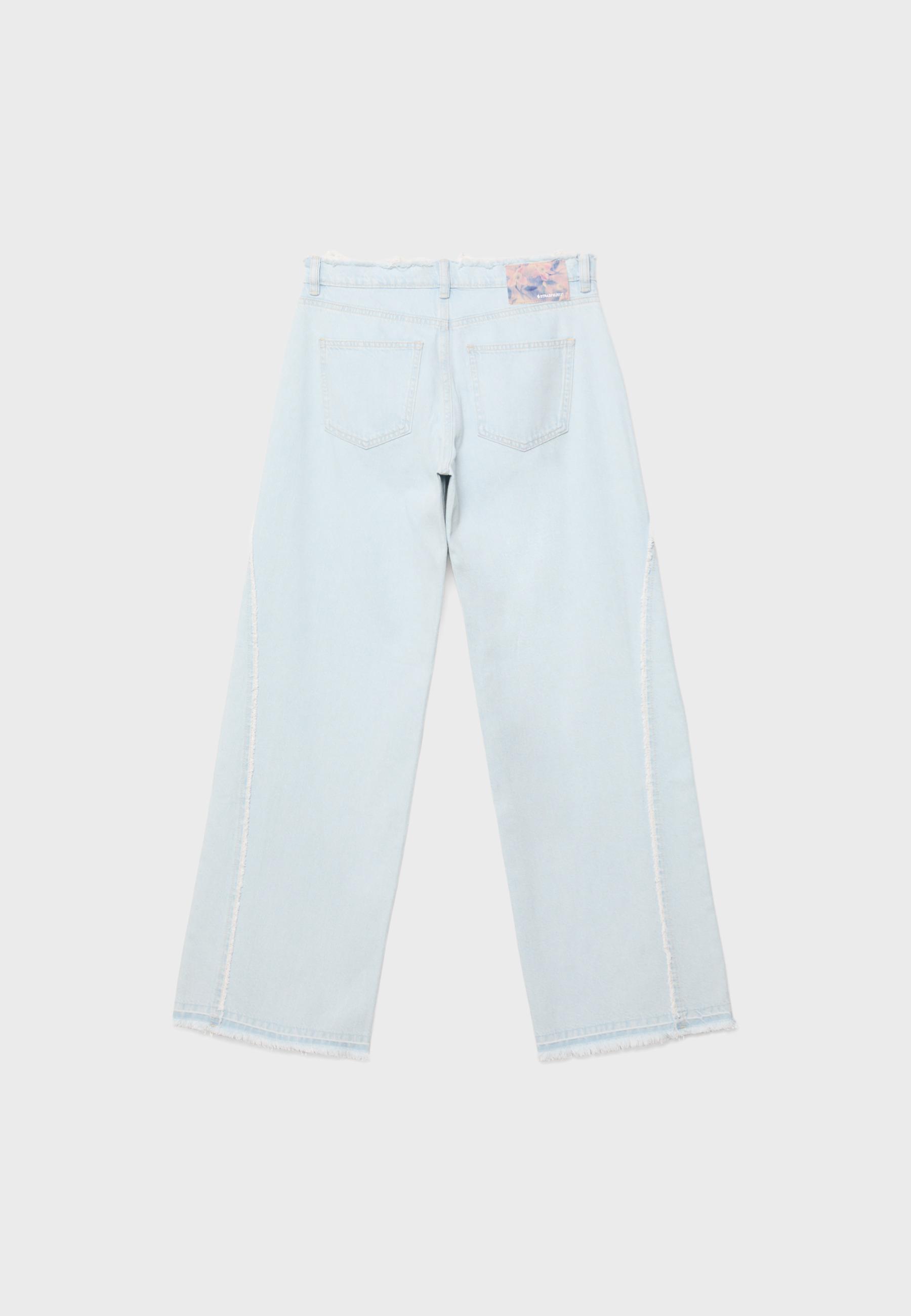 Low-waist wide-leg rework jeans — MEDIUM LIGHT BLUE DENIM
