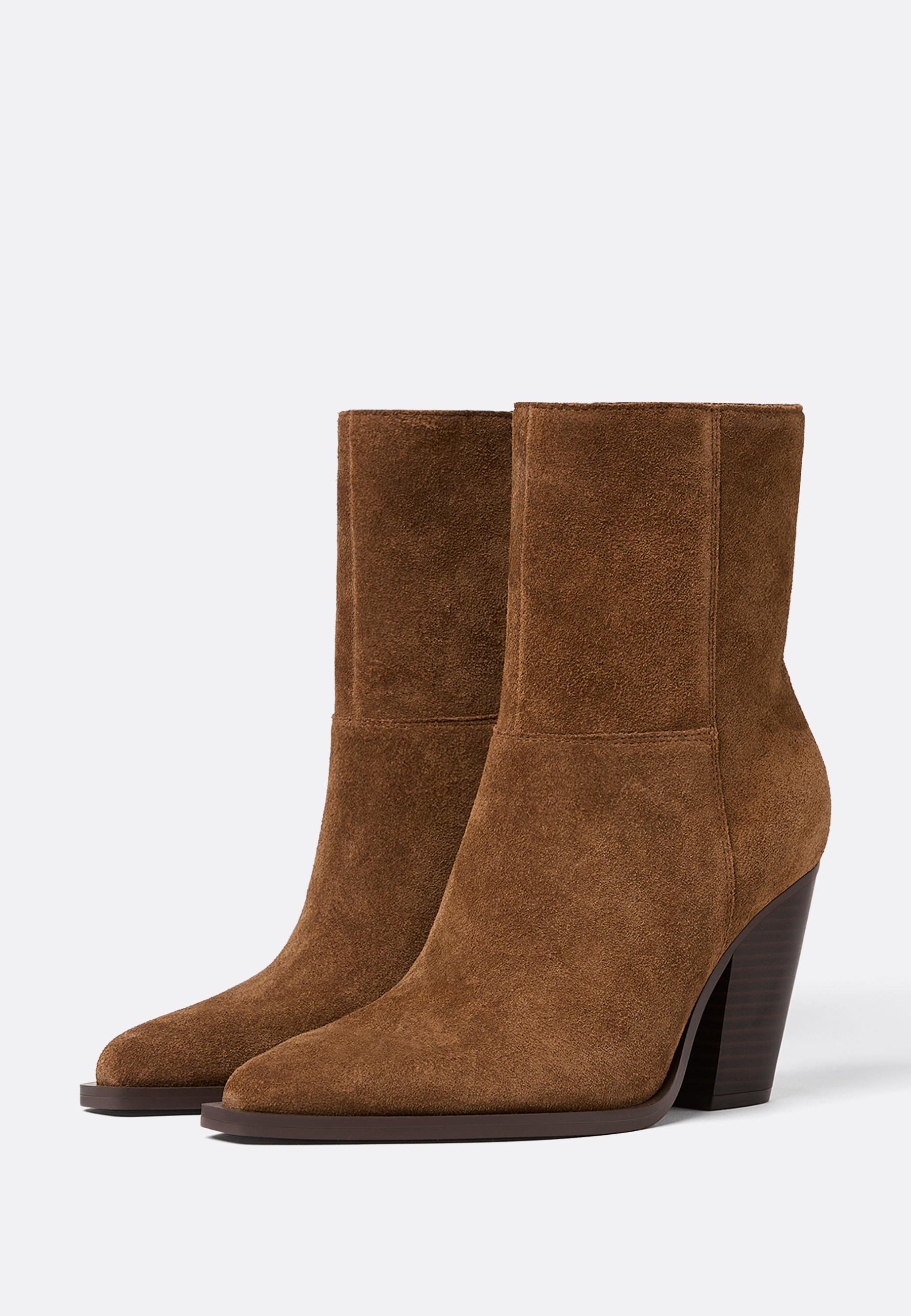 Leather cowboy ankle boots — BROWN