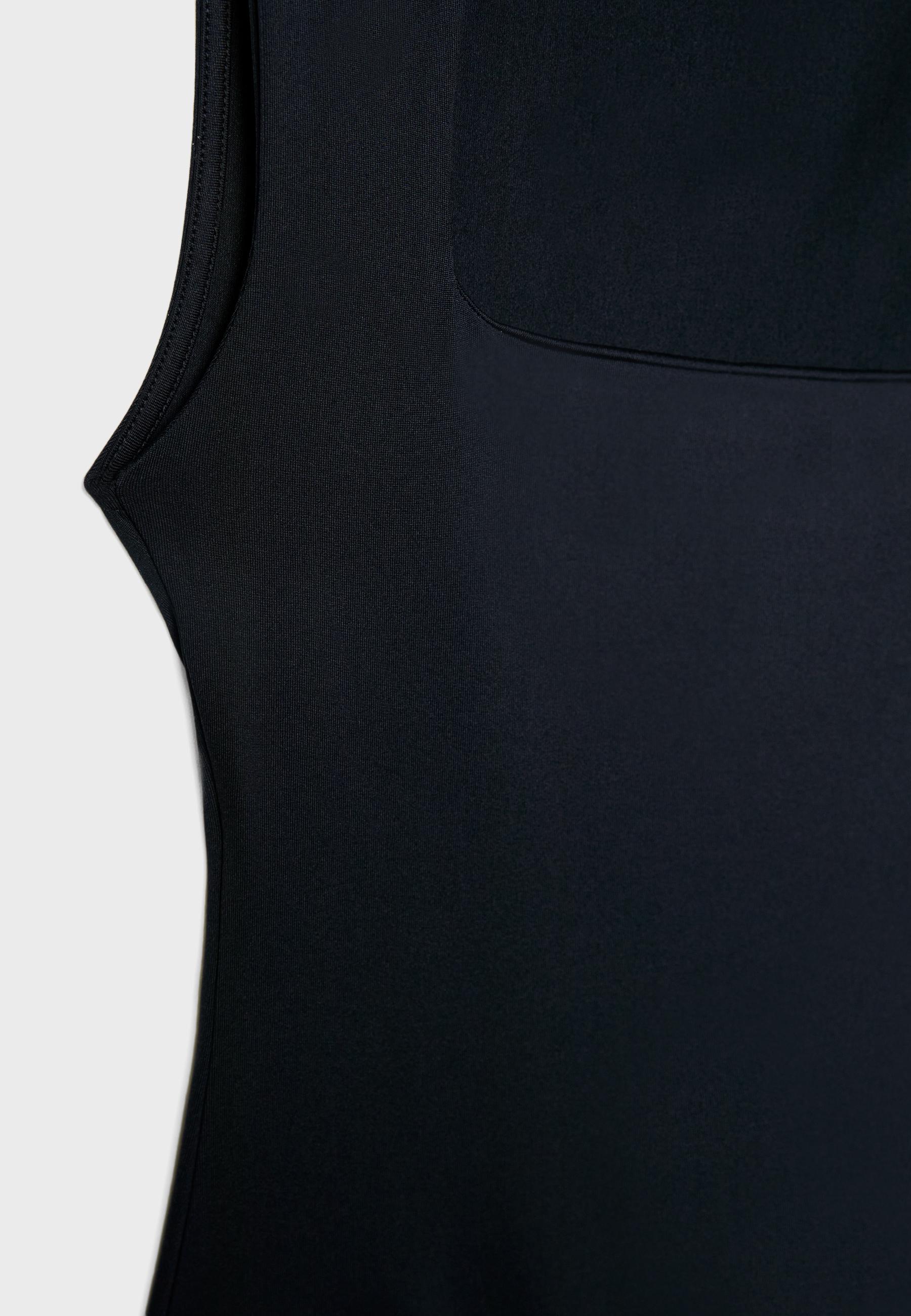 Polyamide square neckline bodysuit — Black