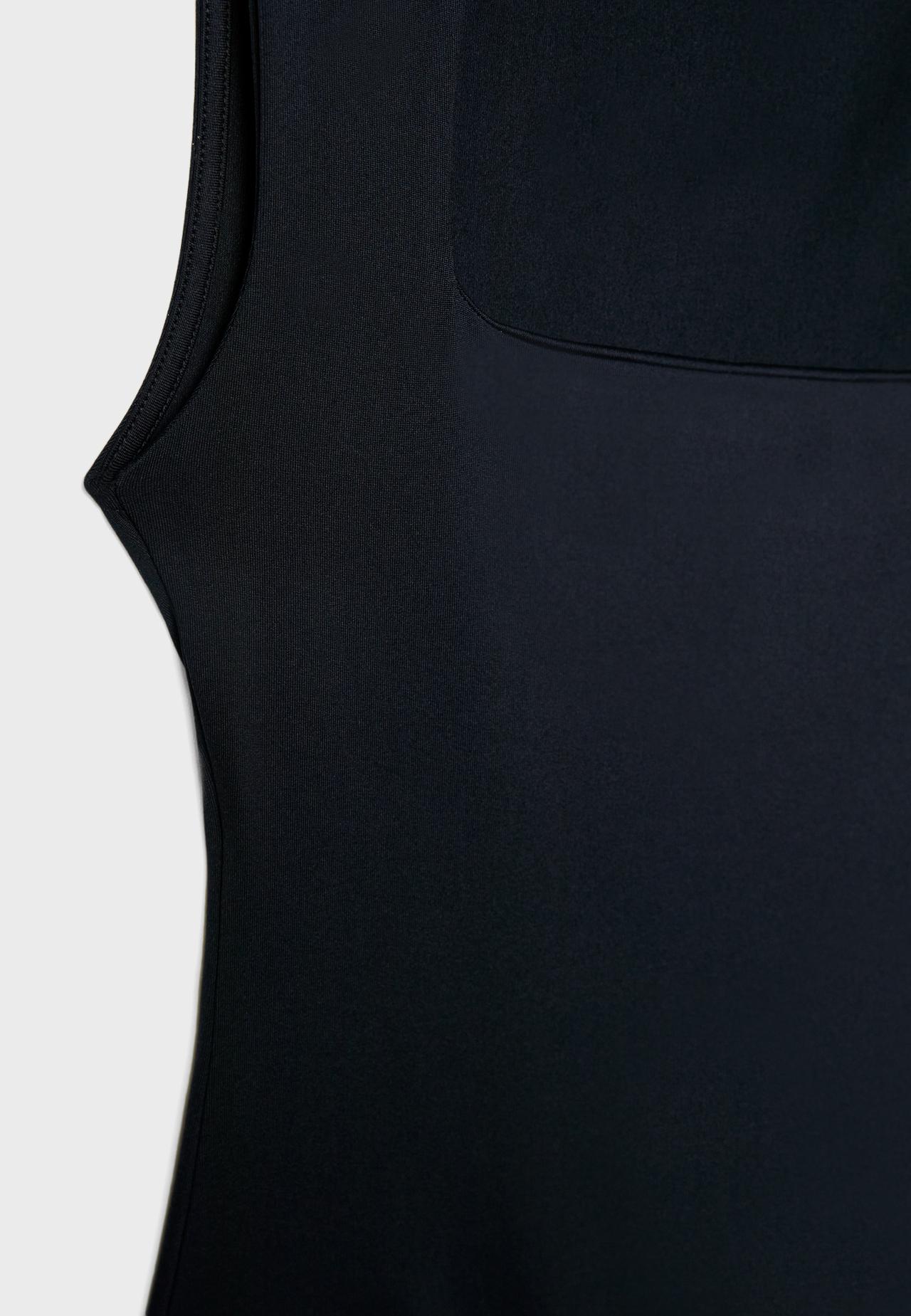 Polyamide square neckline bodysuit — Black