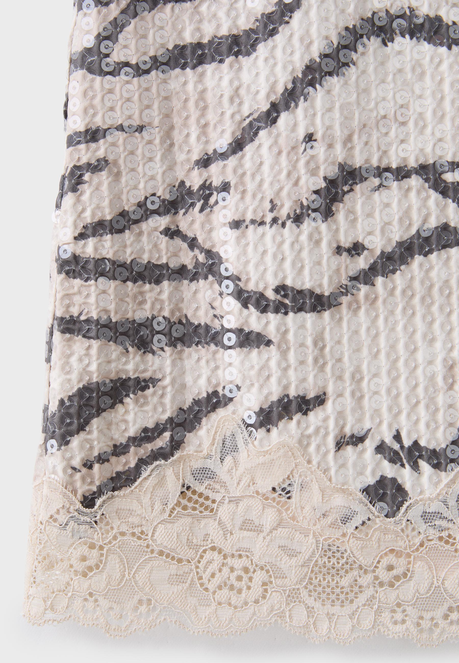 Animal print sequin mini skirt — Beige