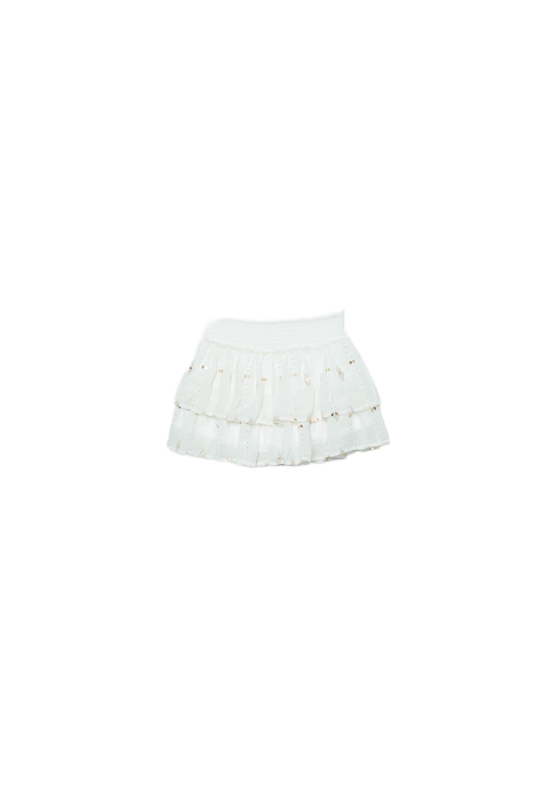 Embroidered mini skirt — Ecru