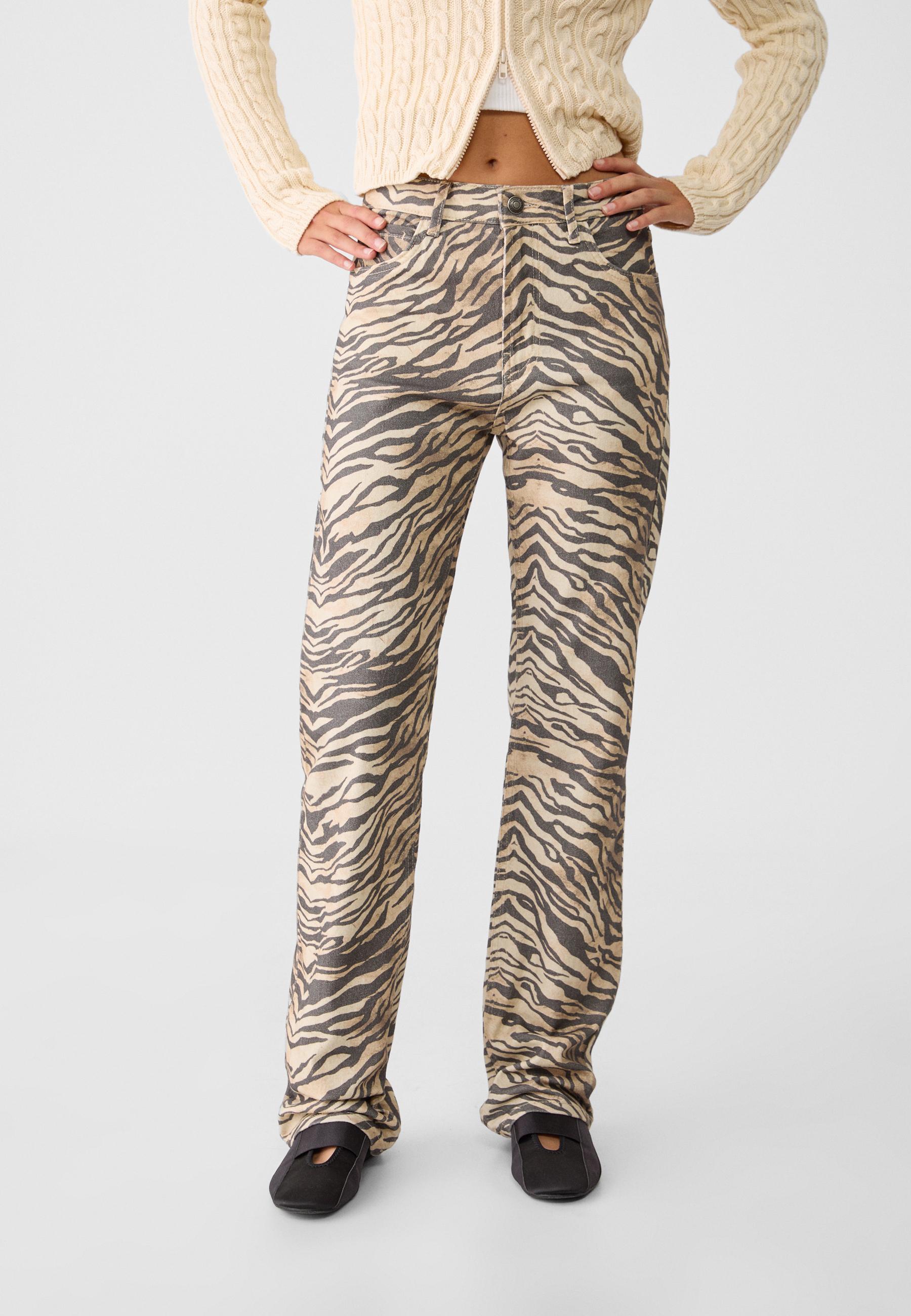 Animal print straight-leg jeans - Women's fashion | Stradivarius United  States