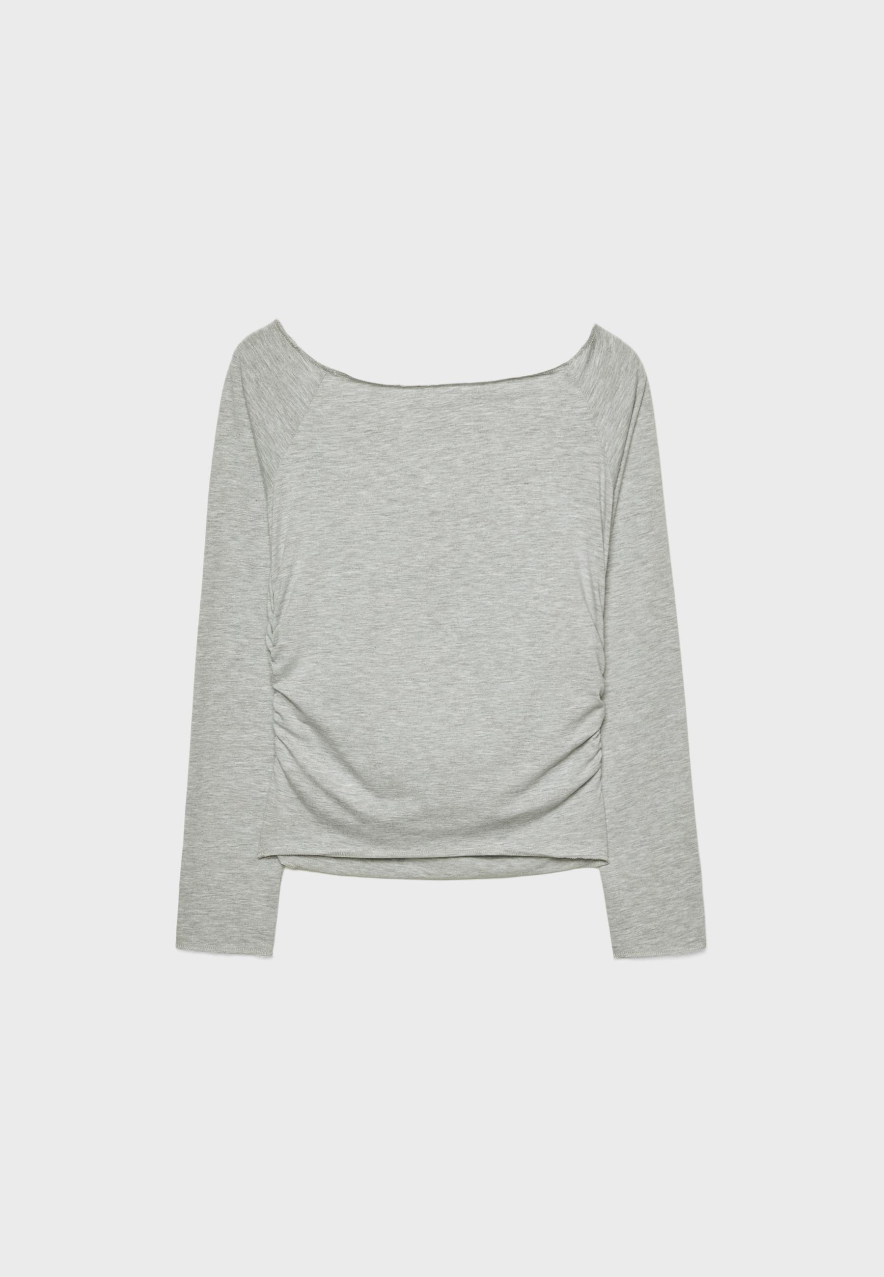 Boat neck T-shirt with letter - Women's fashion Boat neck T-shirt with letter - Women's fashion