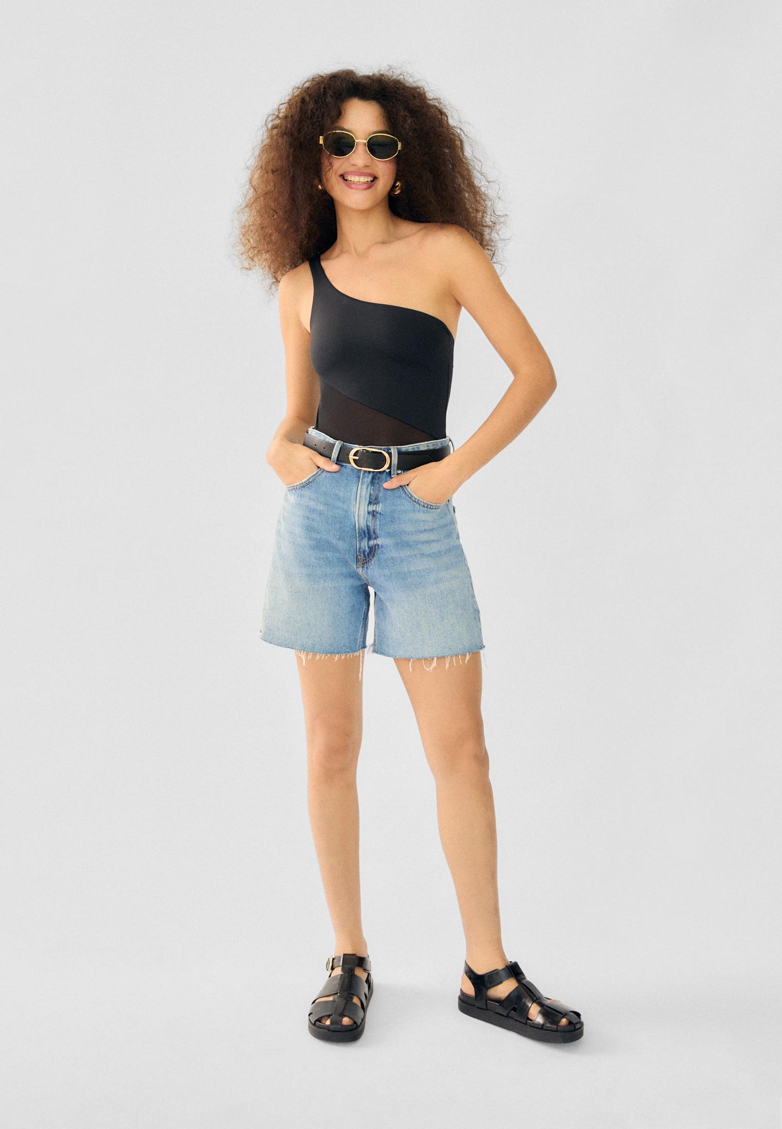 D93 Longline shorts — MEDIUM DENIM WASH