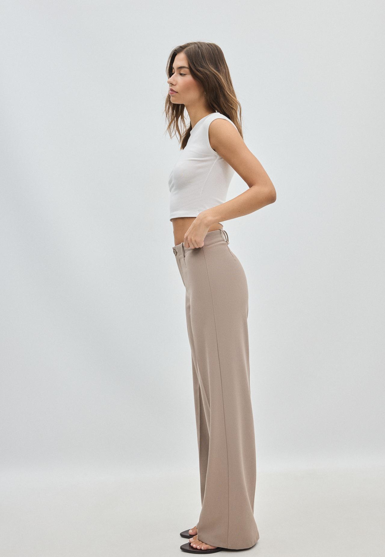Wide-leg trousers — Beige