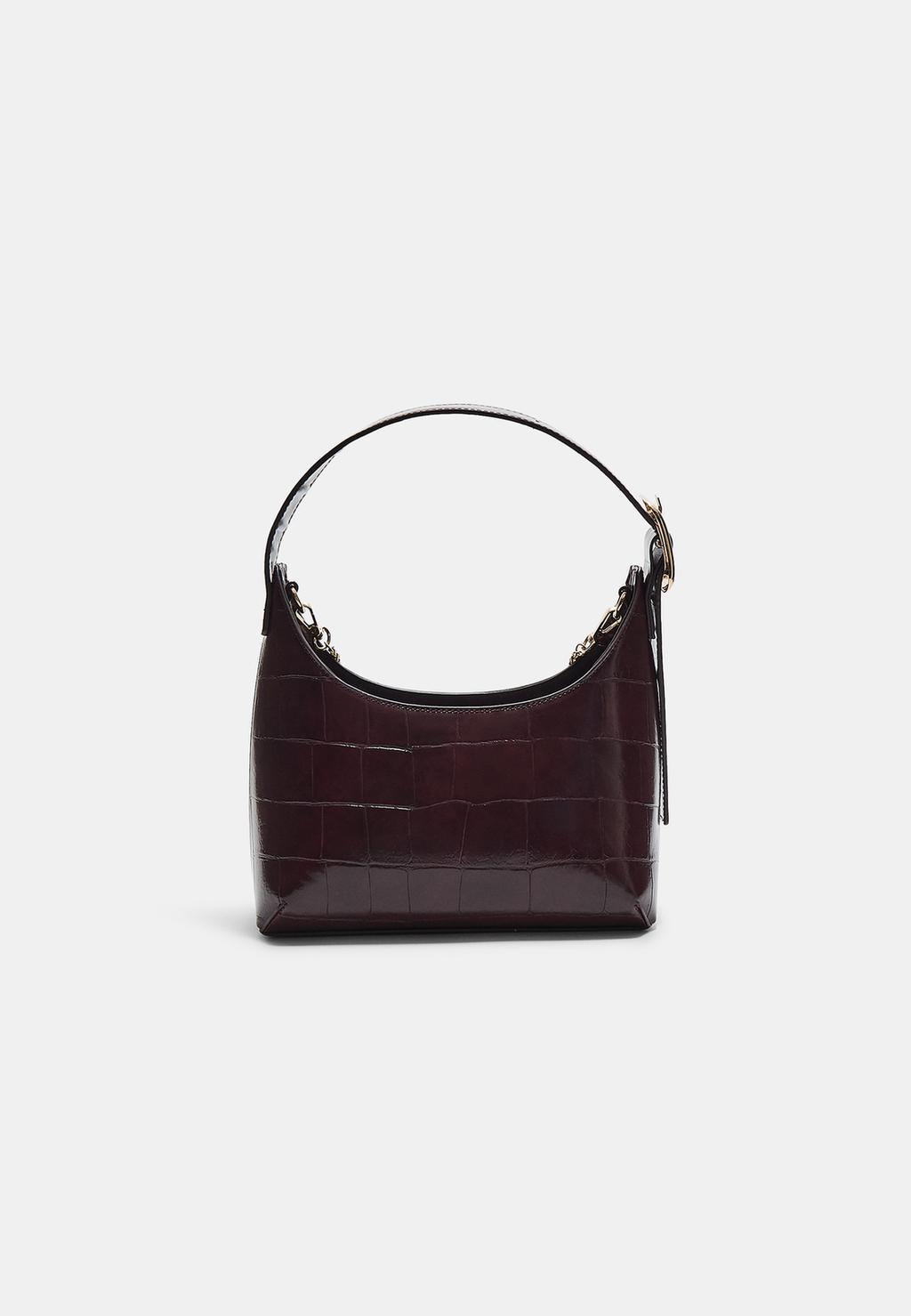 Sac porté épaule effet croco détail boucle