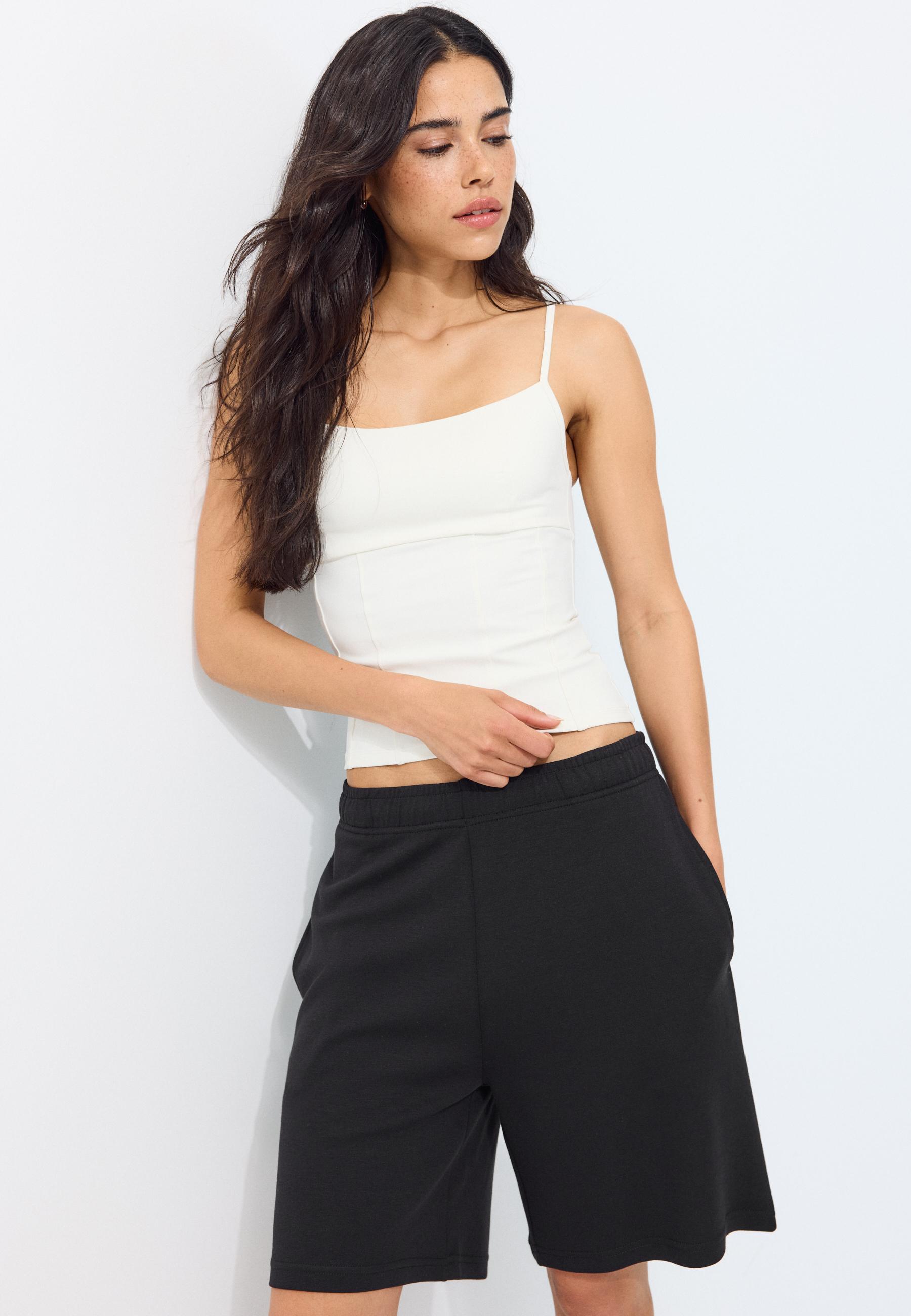 Acid wash plush Bermuda shorts — Black